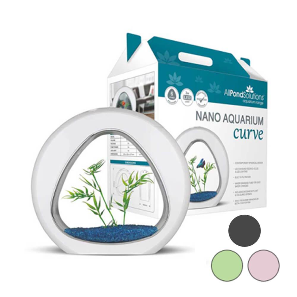 Nano Curve Acrylic Fish Tank 6L (0.6 Gallon) - White or Black - Small Desktop Aquarium for Betta Fish, Shrimp, or Plants - Perfect for Office, Home Decor, or Gift