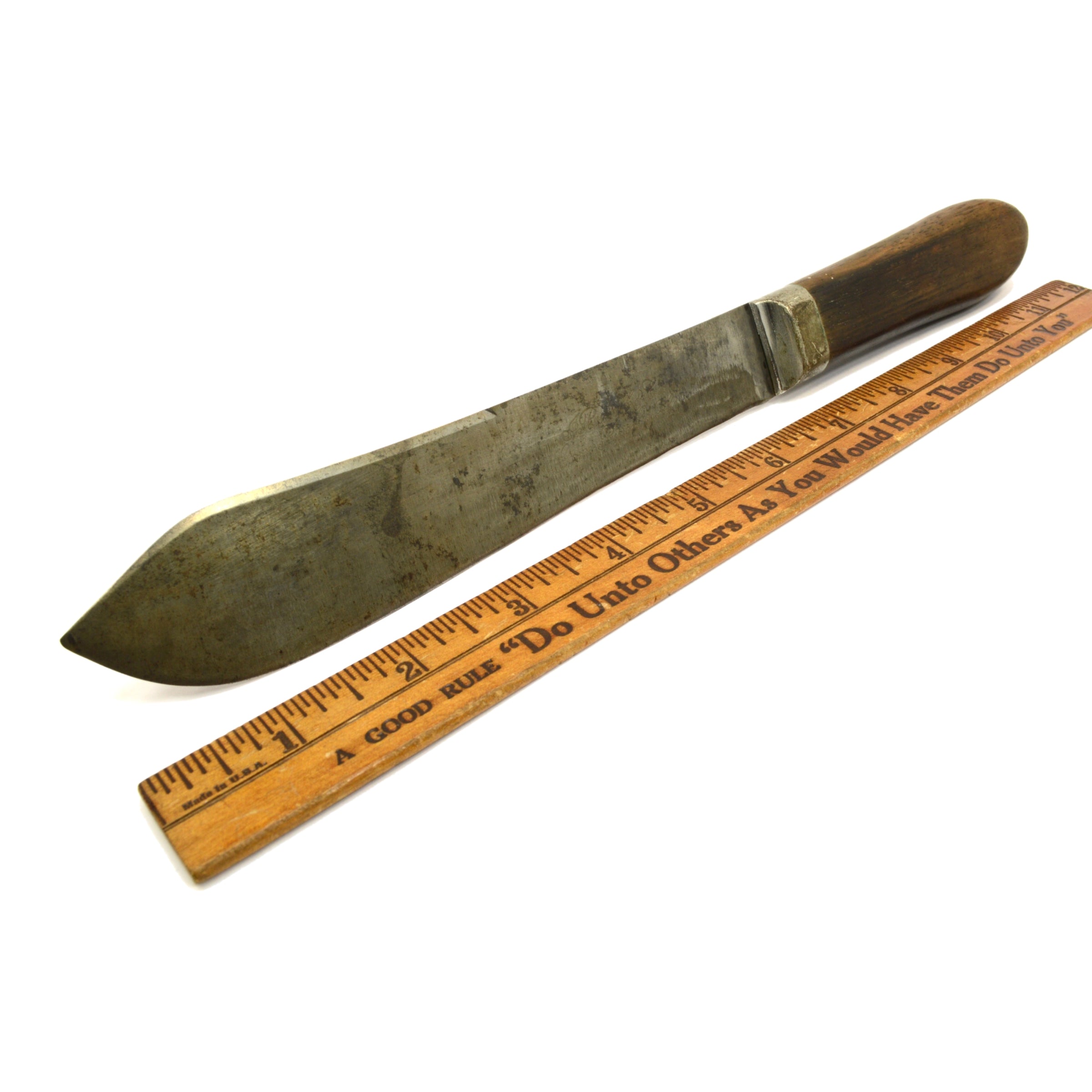 Vintage J. Russell Green River Works Knife with Script Logo & Pewter Bolstered Handle - Hunting, Camping, and Outdoor Survival Tool