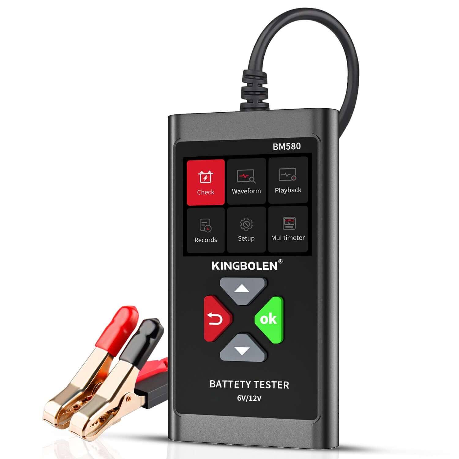 KINGBOLEN® BM580 6V 12V Car Battery Tester - Digital Automotive Battery Analyzer for Cars, Trucks, Motorcycles, RVs & Boats - Perfect for Home Mechanics & Auto Shops