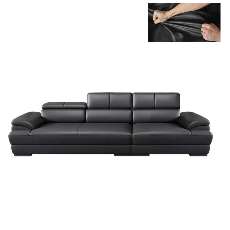 Mid Century Modern Leather Sectional Sofa with Cushion Back & Pillow Top Arm - Perfect for Living Room, Lounge & Home Office Comfort