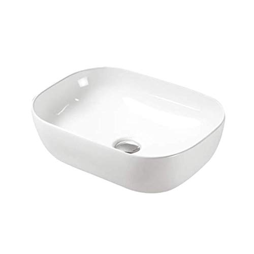 Premium White Ceramic Above Counter Vessel Sink - 46 x 33 x 14 cm Rectangular Porcelain Bathroom Sink for Modern Vanities, Powder Rooms & Guest Baths