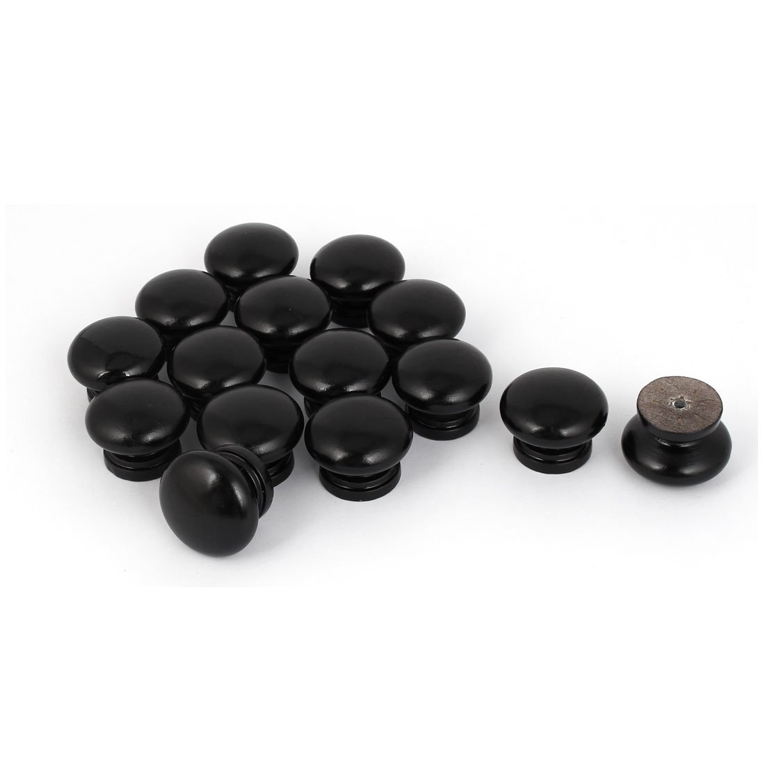 uxcell 34mm Black Round Wooden Cabinet Drawer Pull Knob - 15pcs Set for Dresser, Wardrobe & Furniture - Perfect for Home Organization & DIY Projects