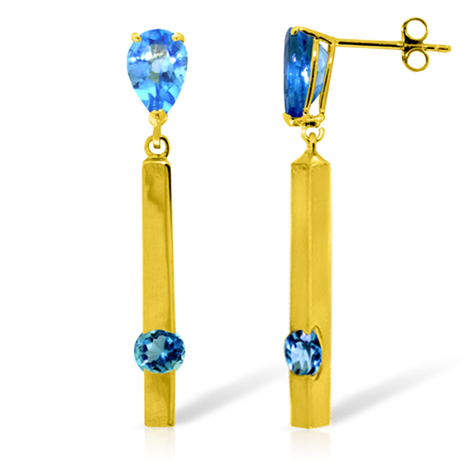 14K Yellow Gold Blue Topaz Chandelier Earrings for Women - Elegant Dangling Earrings for Party, Wedding & Evening Wear