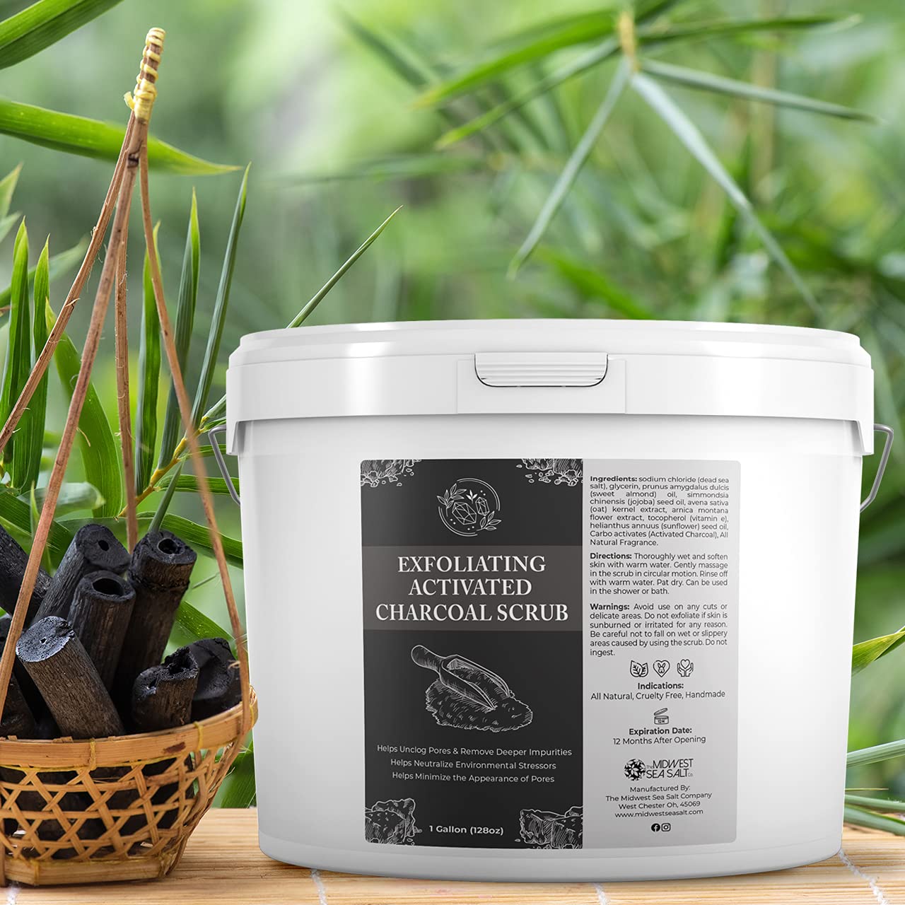 Exfoliating Activated Charcoal Face Scrub with Rose Absolute - 128oz Large Size - Deep Cleansing & Pore Minimizing for Acne-Prone Skin - Perfect for Daily Skincare Routine & Spa Treatments