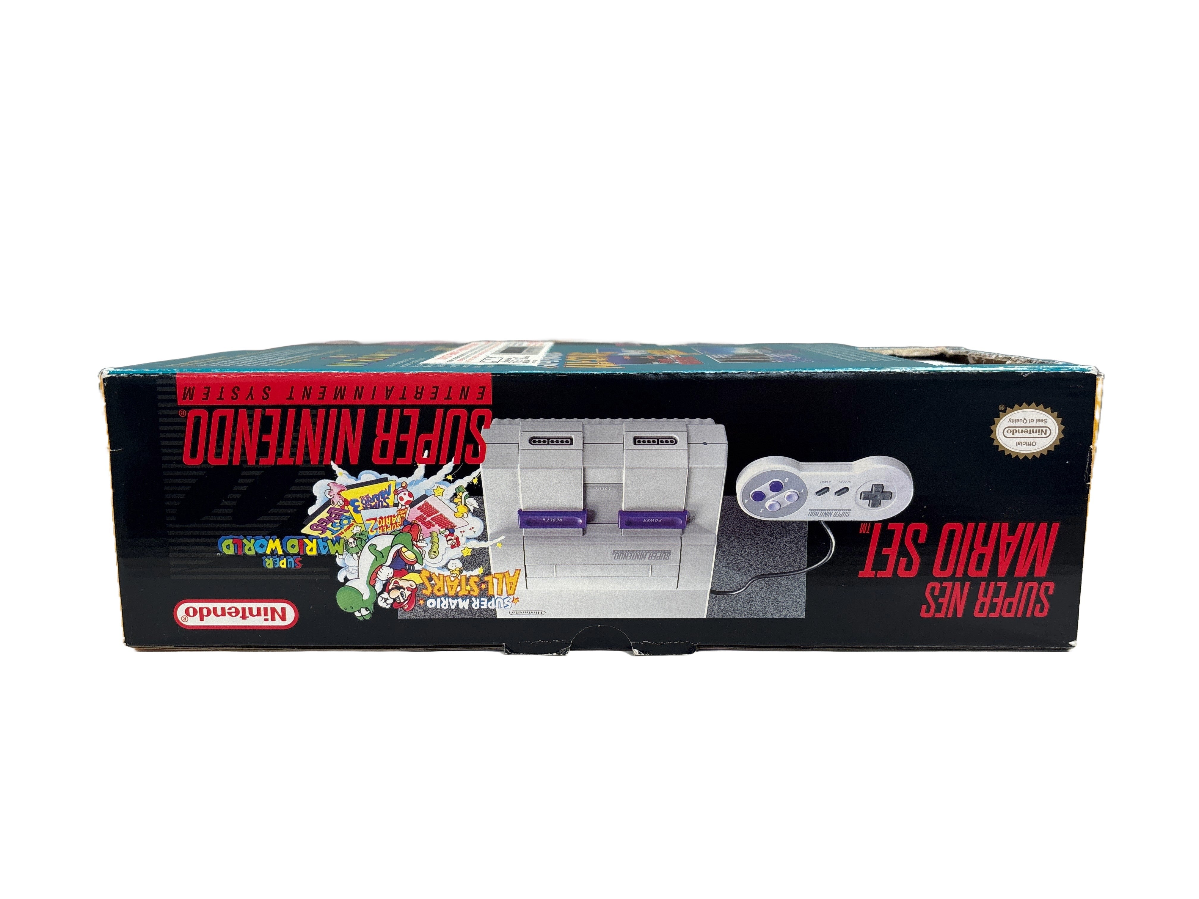 Original Super NES Mario Set SNES Nintendo Box Only - Collector's Edition Display Case for Retro Gaming Enthusiasts - Perfect for Nostalgic Home Decor or Gaming Room Display