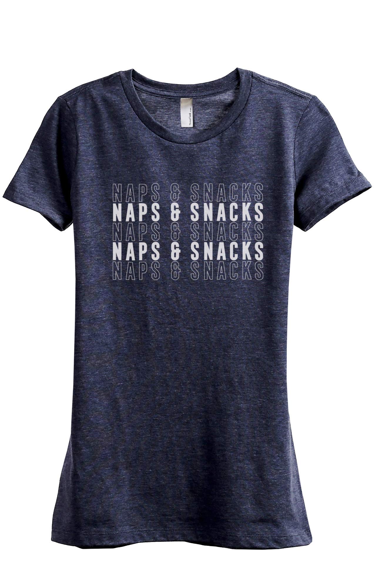 Thread Tank Naps and Snacks Women's Fashion Relaxed Fit T-Shirt - Casual Comfort Tee for Lounge, Sleep & Everyday Wear