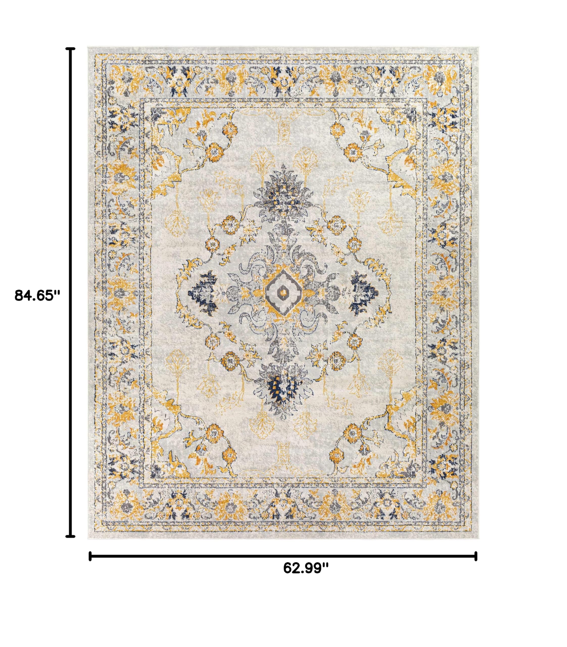 Traditional Hauteloom Mistley Area Rug - Orange, Gray, Beige - 5'3