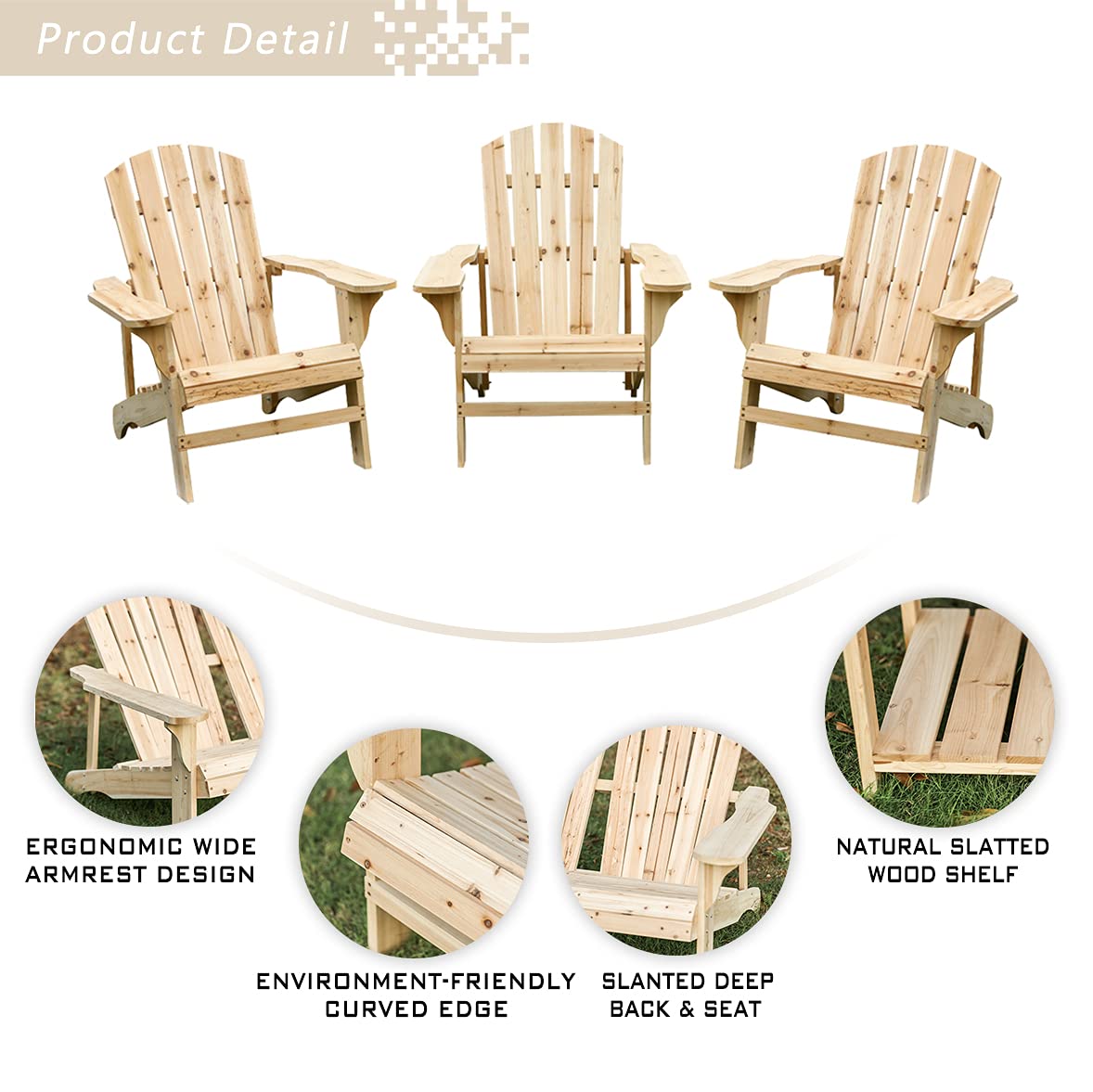 Premium 3-Piece Adirondack Chair Set - Solid Wood Patio Furniture for Deck, Porch, Garden & Backyard | Outdoor Relaxation & Entertaining