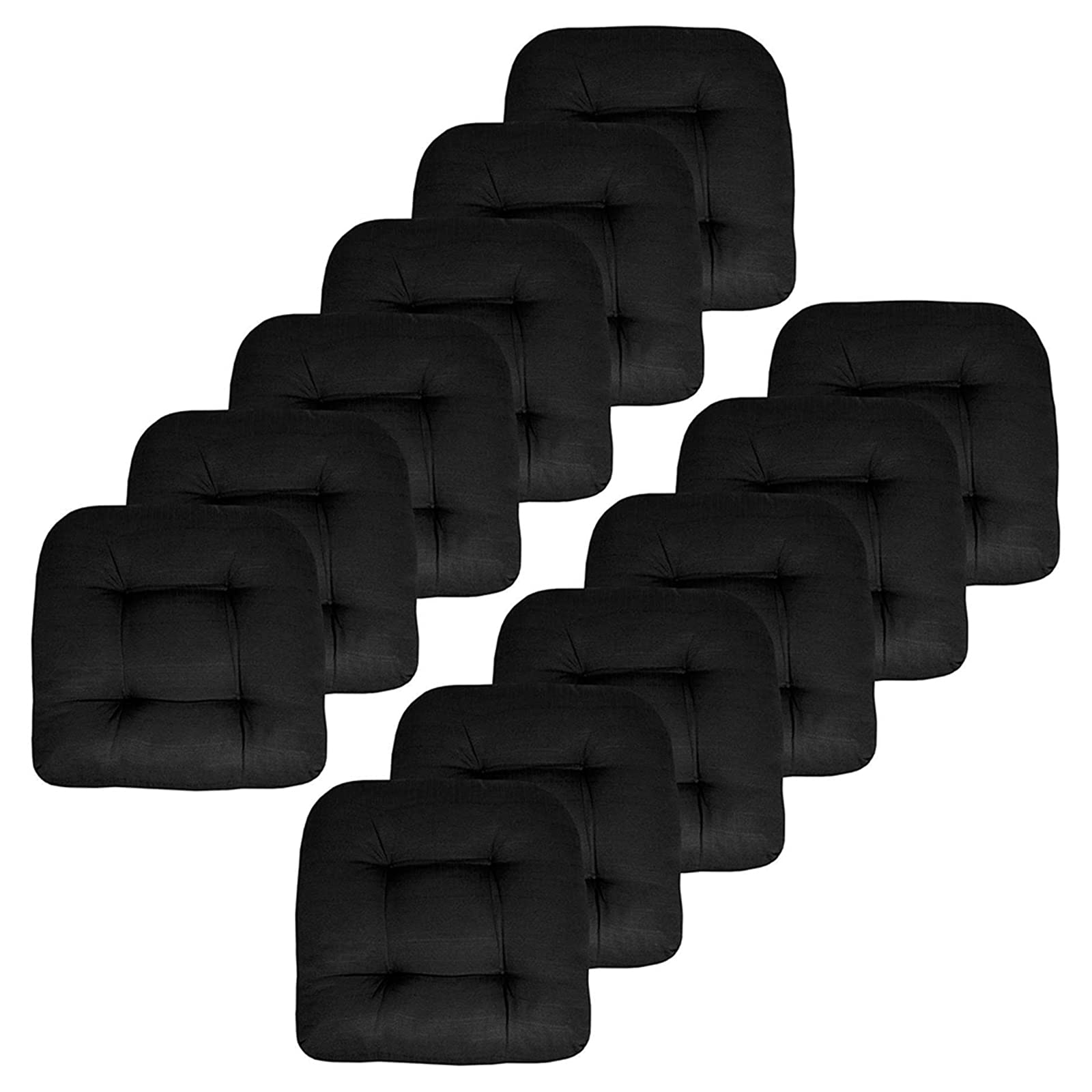Outdoor & Indoor Wicker Chair Cushions Set of 12 - Black Seat Pads for Patio, Garden, Office & Home Furniture - Perfect for Benches, Chairs & Decorative Comfort