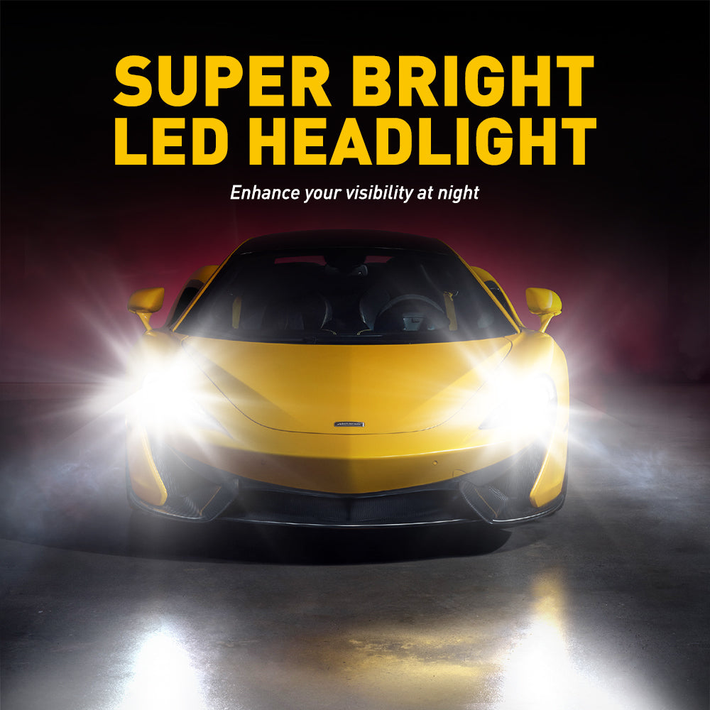 9006/HB4 LED Bulbs - 6500K Cool White Fanless Headlight Bulbs, 300% Brighter Than Halogen, Super Bright 360° Lighting - Perfect for Cars, Trucks, SUVs, Motorcycles, and Off-Road Vehicles
