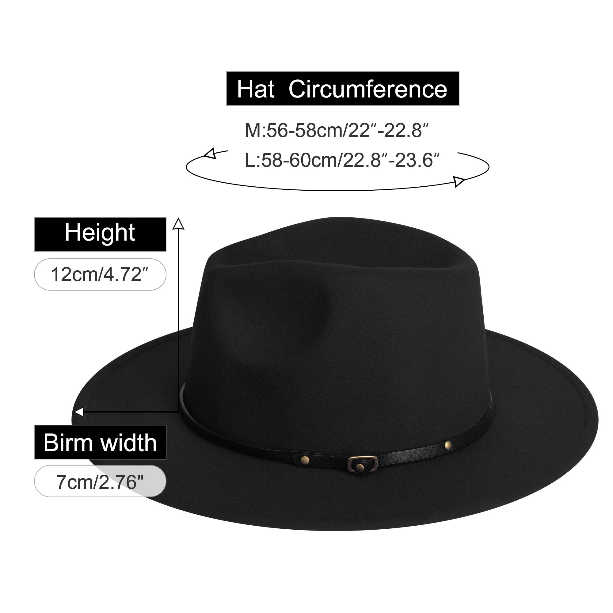SAJUZEN Wide Brim Fedora Hat for Women & Men - Stylish Felt Hat with Adjustable Belt Buckle - Perfect for Outdoor, Party, and Casual Wear