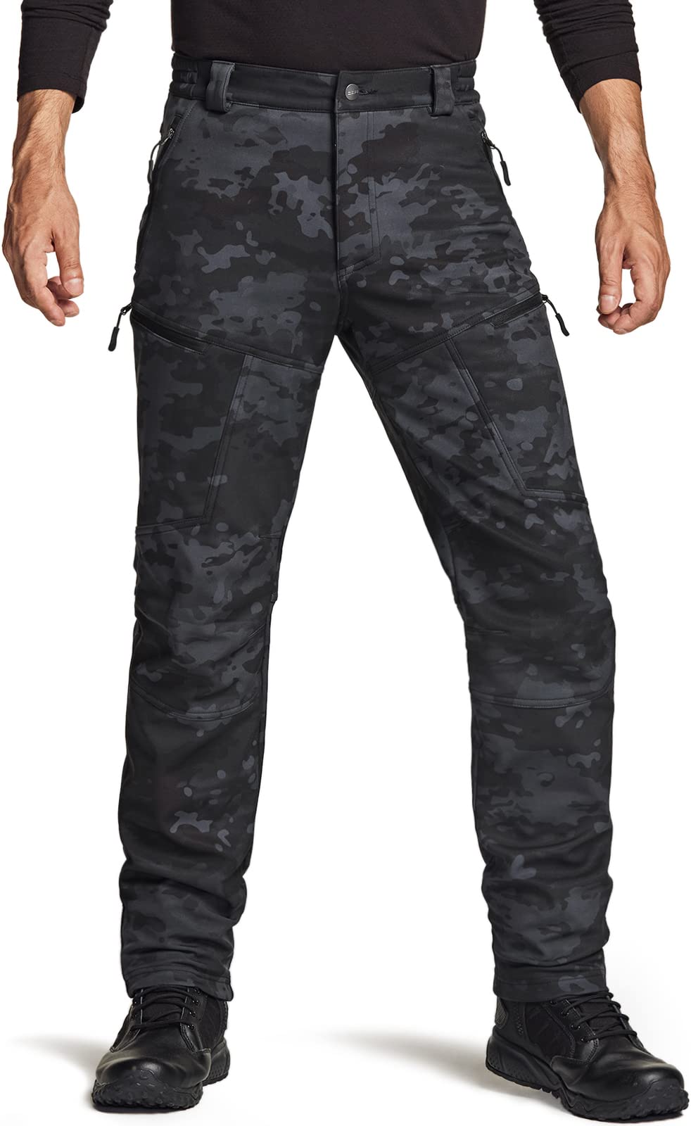 CQR Men's Winter Tactical Pants - Fleece Lined Outdoor Snow Ski Cargo Pants for Cold Weather, Waterproof Thermal Hiking Pants for Men | Perfect for Skiing, Snowboarding, Camping & Winter Adventures