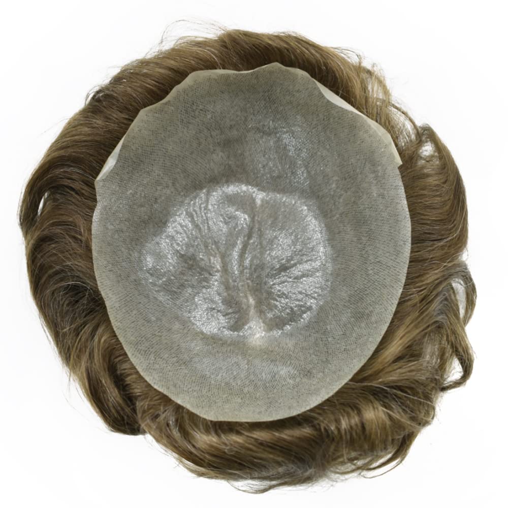 Ultra Thin Skin Toupee for Men - 0.06mm V-Looped PU Hair System with Indian Human Hair | Black, Brown, Blonde & Gray Colors | Natural Looking Hair Replacement for Daily Wear & Special Occasions