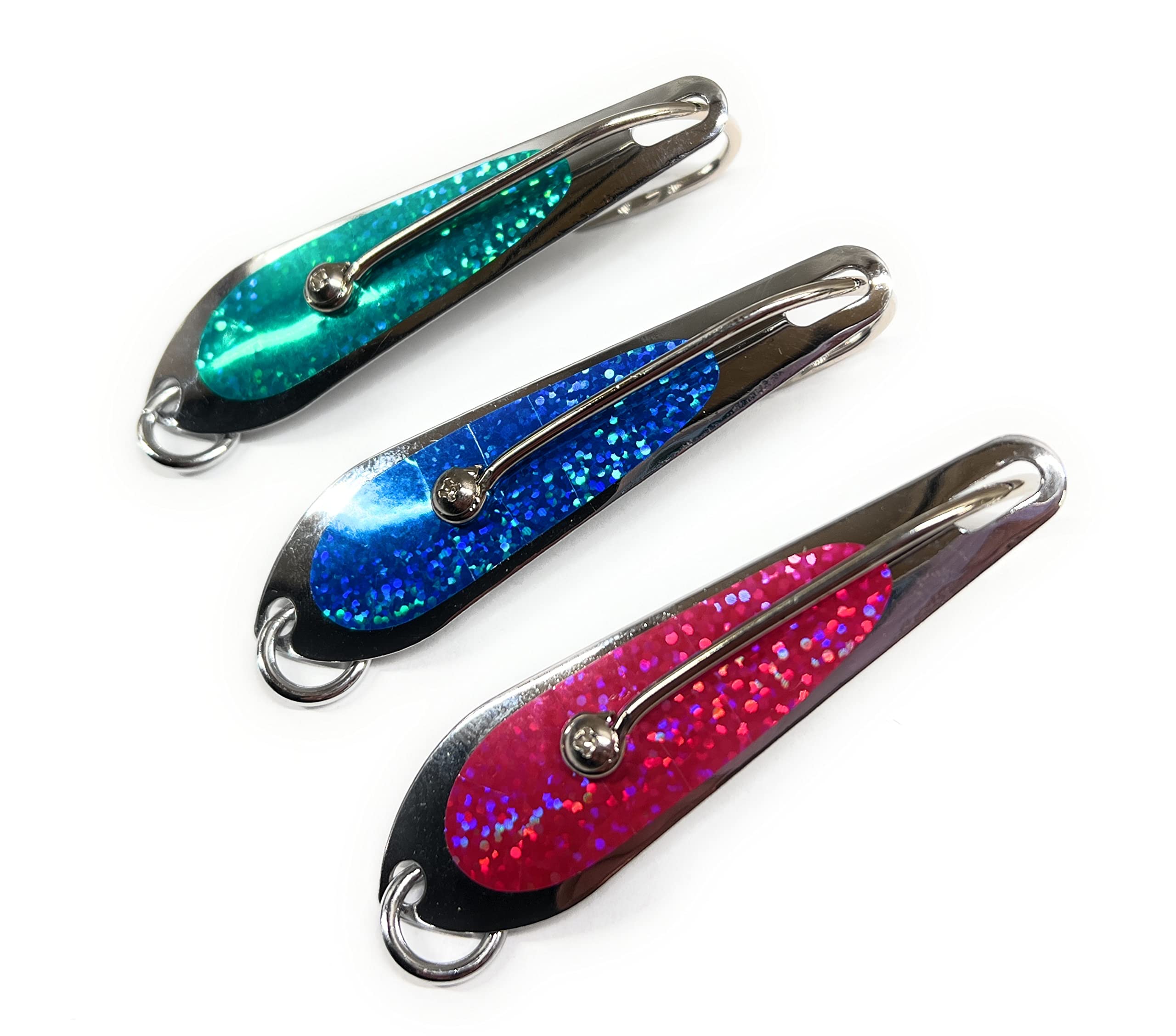 (3 Pack) 3 Inch Trolling Spoons - Premium Saltwater Fishing Lures for Mahi, Tuna & Spanish Mackerel | Offshore & Nearshore Fishing Spoons | Freshwater Lures for Stripe Bass & Rockfish | Ideal for Deep Sea, Surf & Pier Fishing