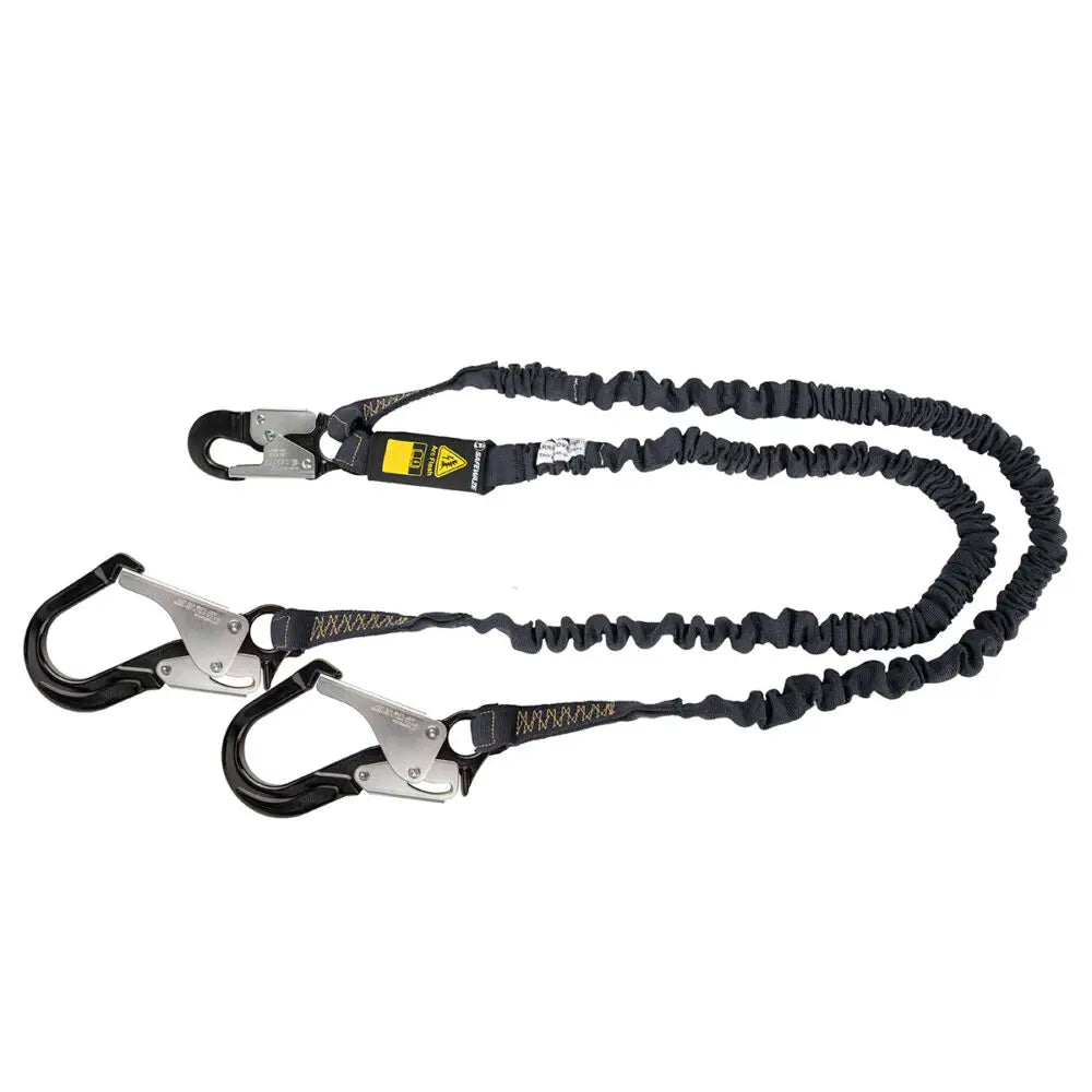 Arc Flash 6' Internal Energy Absorbing Lanyard - Aramid Fiber, Dual Leg Safety Harness with Aluminum Rebar Hooks | Fall Protection for Construction & Electrical Work
