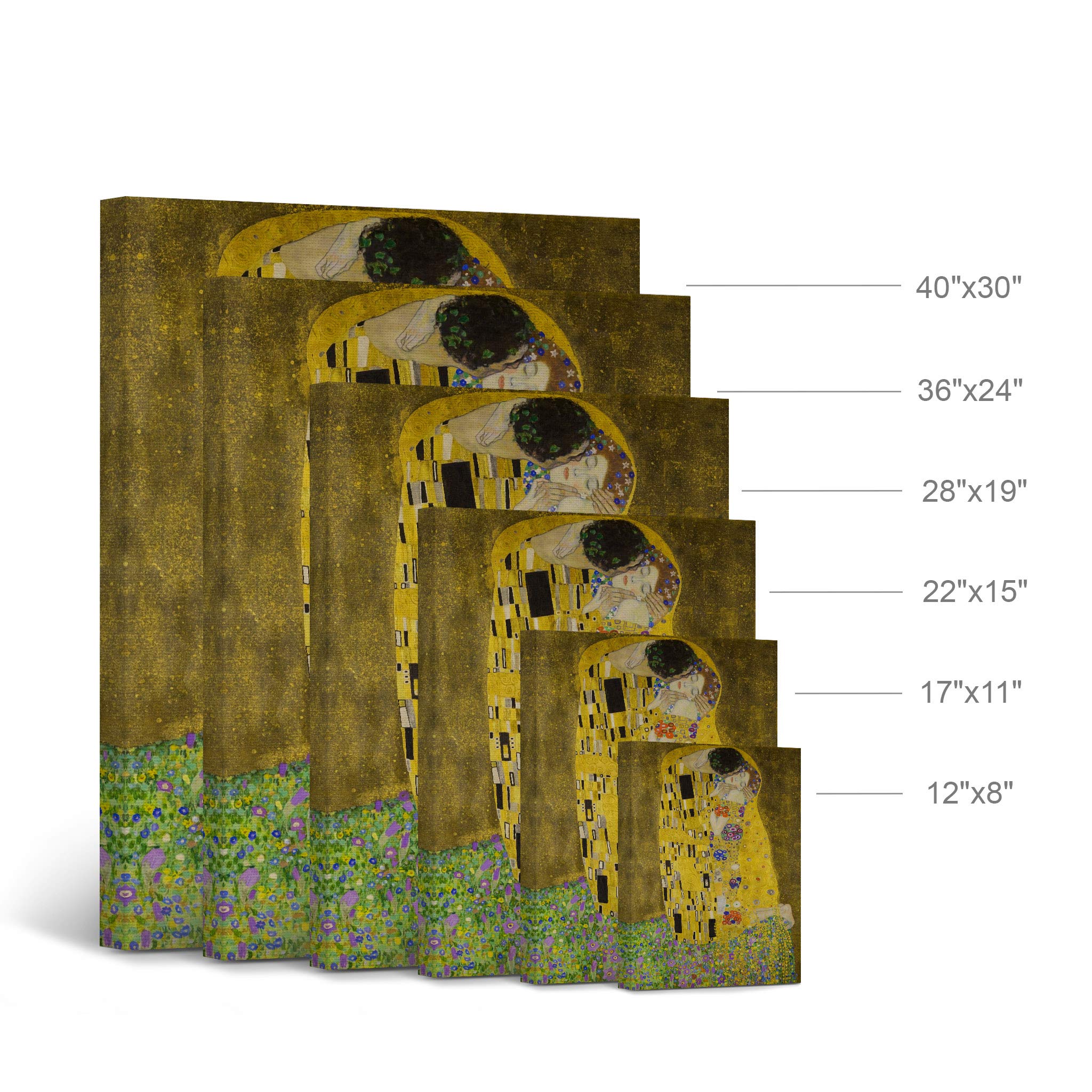 Gustav Klimt The Kiss Canvas Wall Art Print - Famous Oil Painting Reproduction - Modern Fine Art Home Decor - Ready to Hang 40x30 - Made in USA - Perfect for Living Room, Bedroom & Office Decor