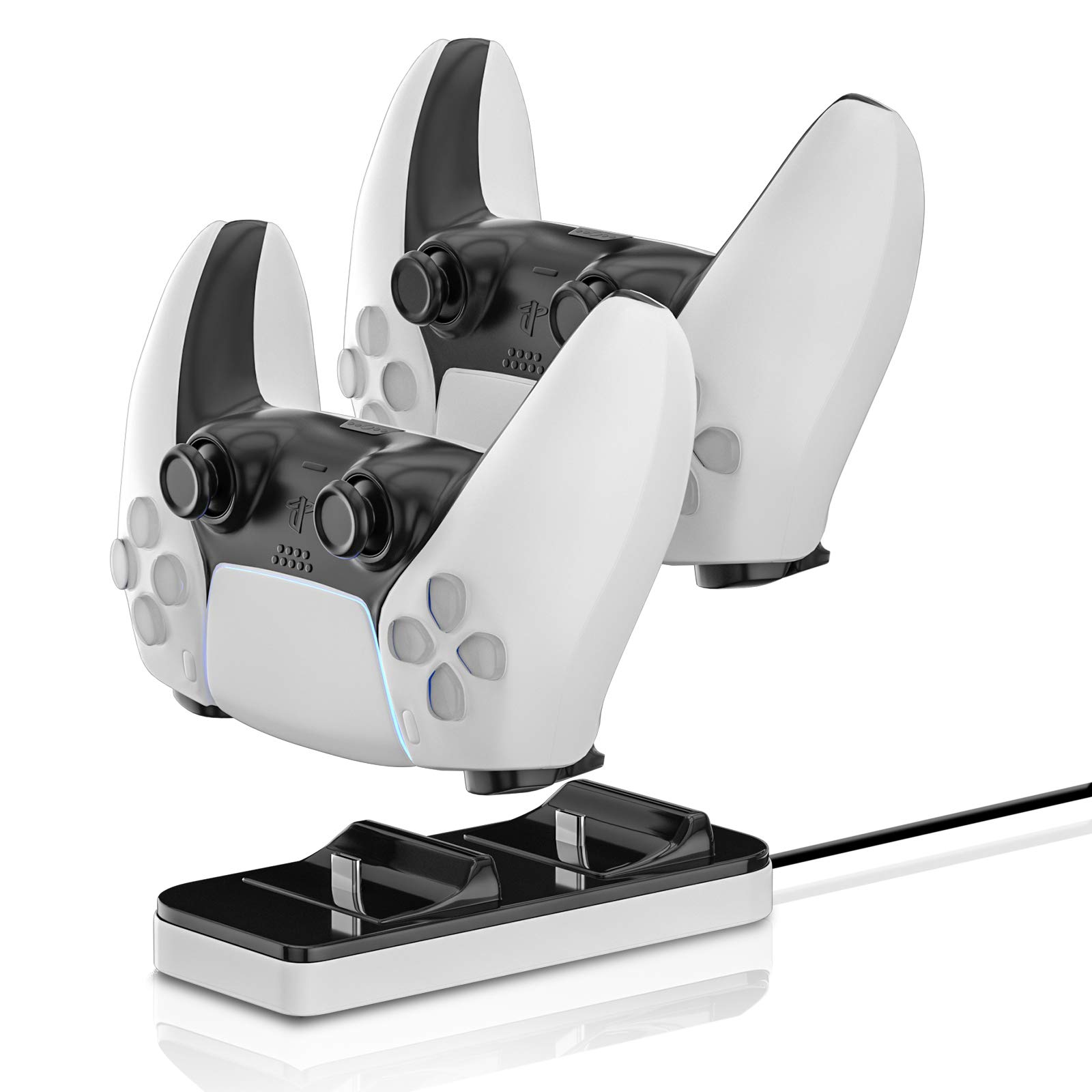 PS5 Controller Charger Station - DualSense Charging Dock with Fast USB-C Cable & Safety Chip for Playstation 5 - Perfect for Gaming Sessions & Multiplayer Setups