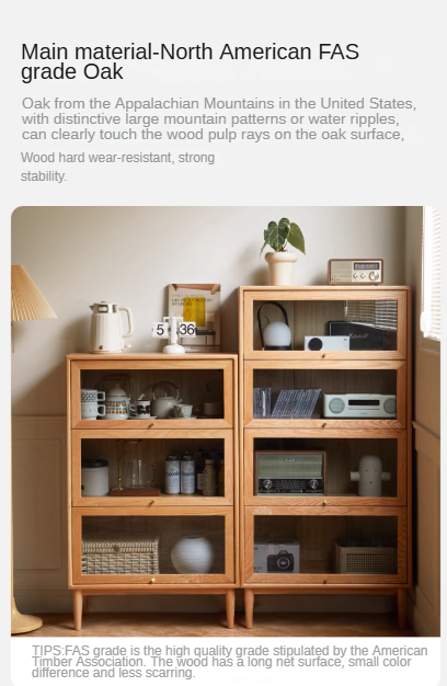 Solid Oak Wood Multi-Layer Flip Door Side Cabinet & Bookcase - Perfect for Living Room, Bedroom, and Office Storage & Organization