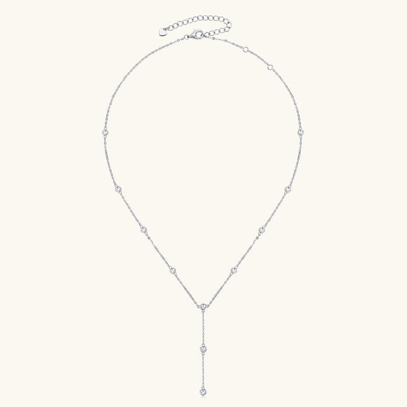 Grace Premium Moissanite Lariat Necklace - 14K Gold Plated Elegant Layering Pendant for Women | Perfect for Weddings, Anniversaries & Special Occasions