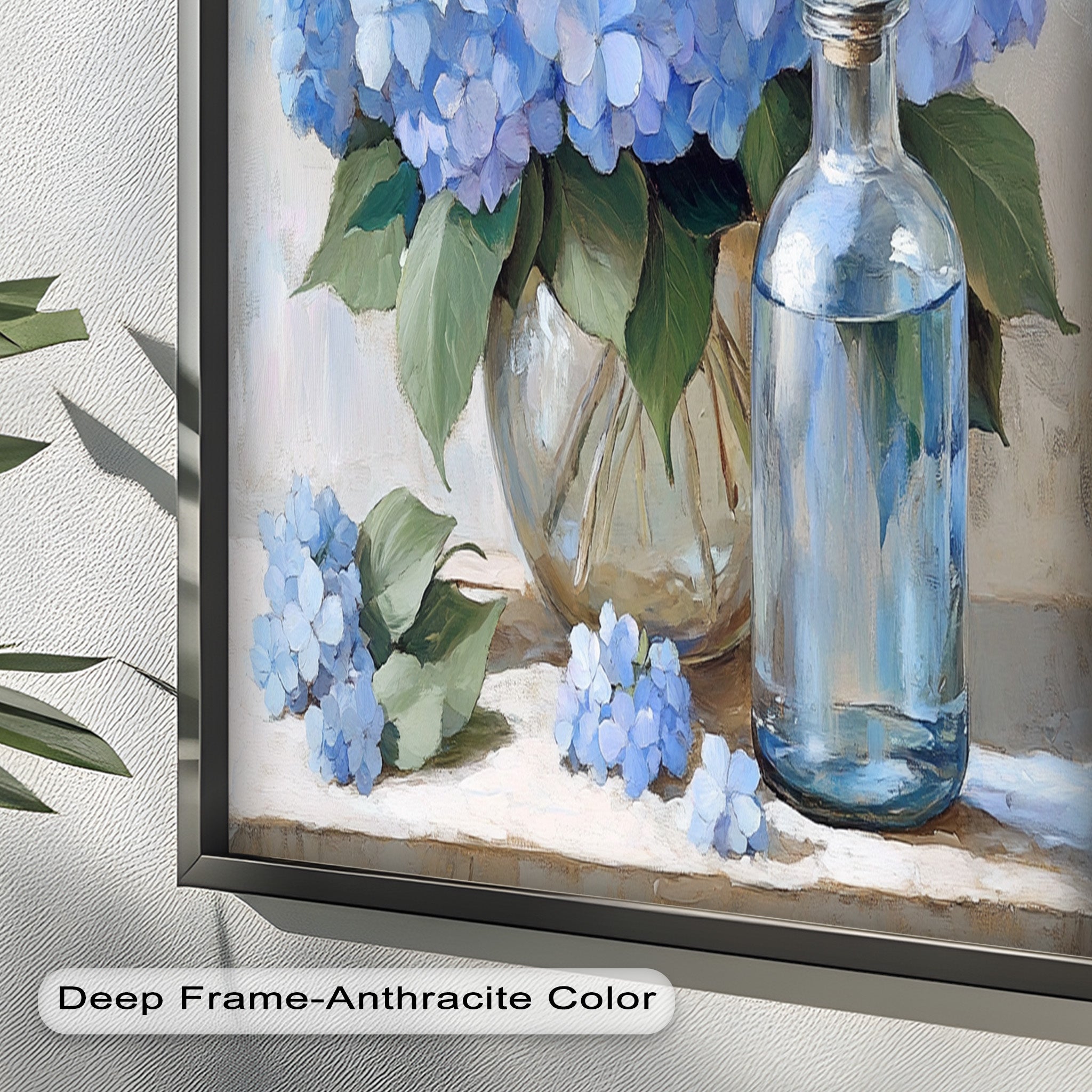 Blue Floral Still Life Oil Painting - Modern Wall Art for Living Room, Bedroom & Office Decor
