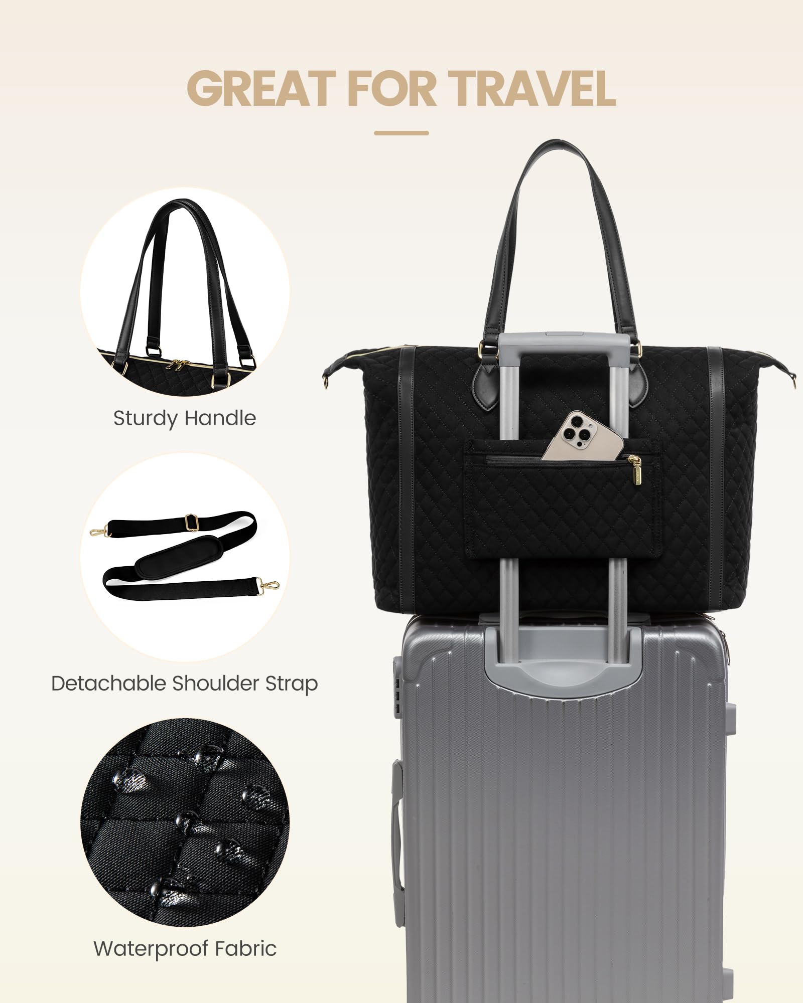 LOVEVOOK 4-in-1 Travel Weekender Bag - Waterproof Duffle, Carry On Luggage, Overnight Bag with Wet Pocket & Toiletry Compartment | Perfect for Weekend Getaways, Business Trips & Gym Use