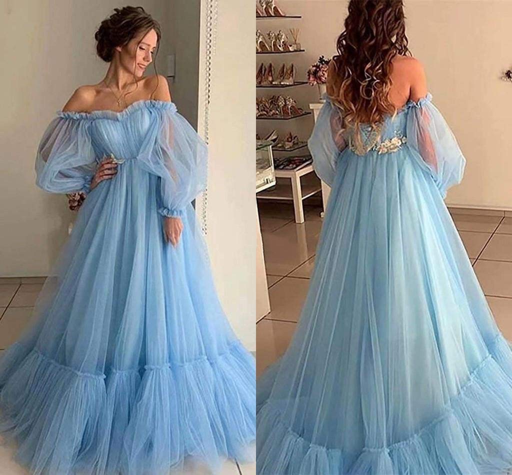 Elegant Pink Off Shoulder Open Back Prom Dress for Women - Long Sleeve Quinceañera Gown for Formal Events, Homecoming & Special Occasions
