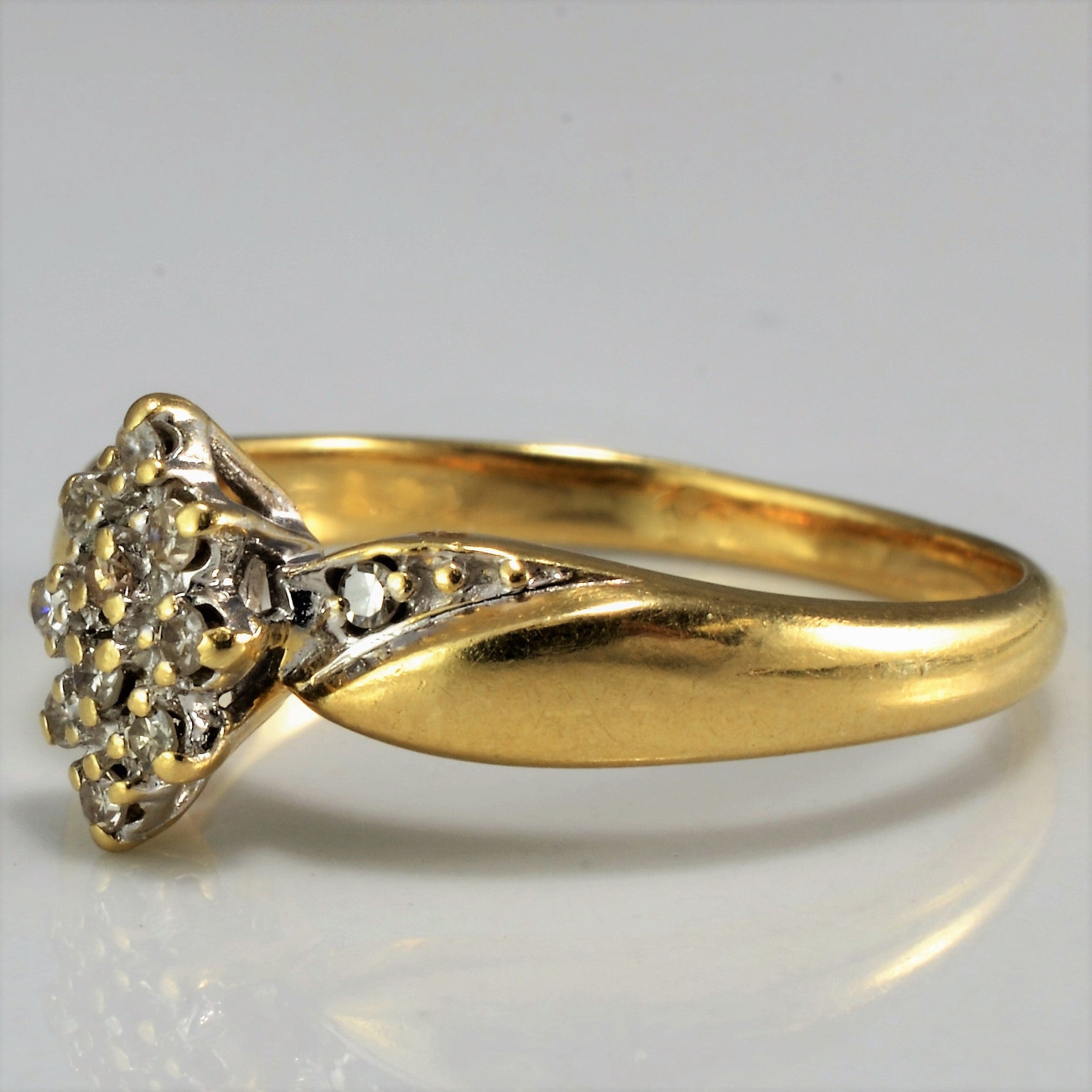 Two Tone Marquise Shaped Cluster Ring - 0.15 ctw Size 6 | Vintage Style Wedding Band, Anniversary Gift for Her, Engagement Jewelry for Women | Perfect for Romantic Occasions & Special Events