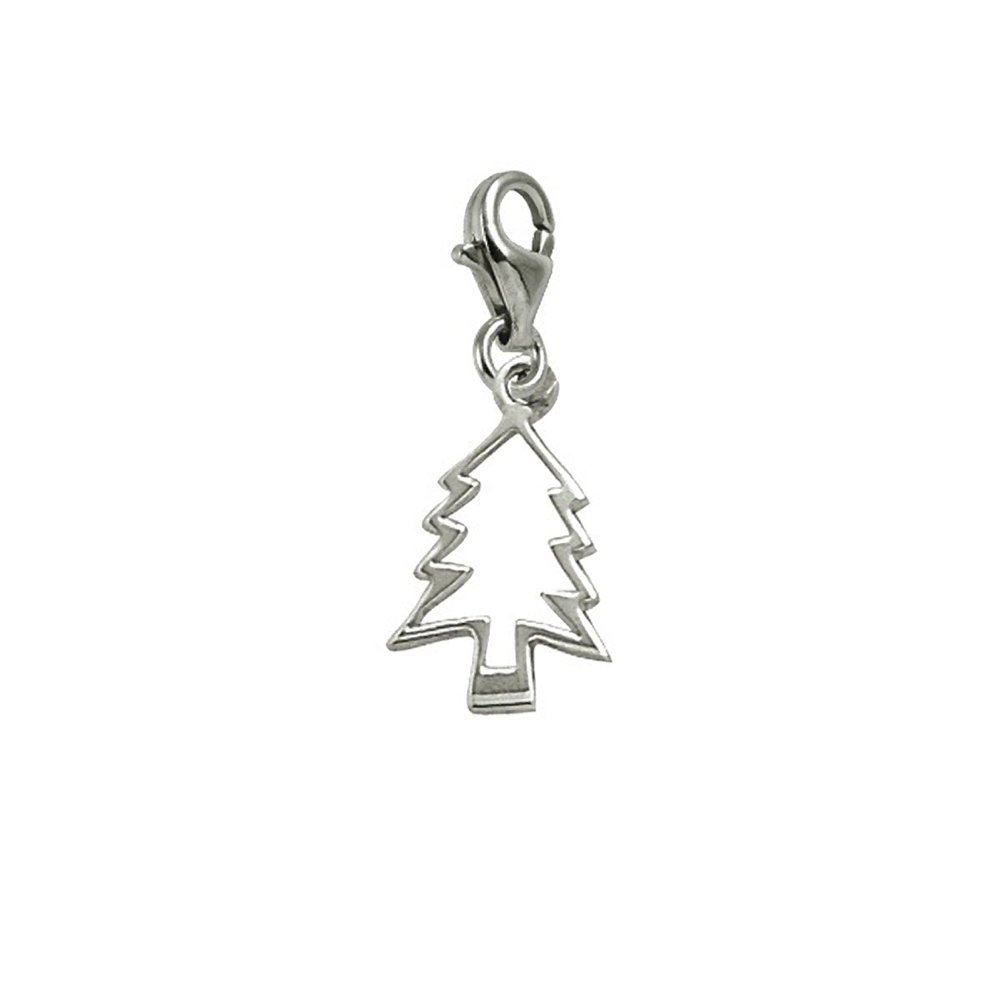 Christmas Tree Charm Pendant with Lobster Claw Clasp - Silver Plated Holiday Jewelry Charms for Bracelets, Necklaces & DIY Crafts - Perfect for Christmas Gifts, Party Favors & Winter Accessories