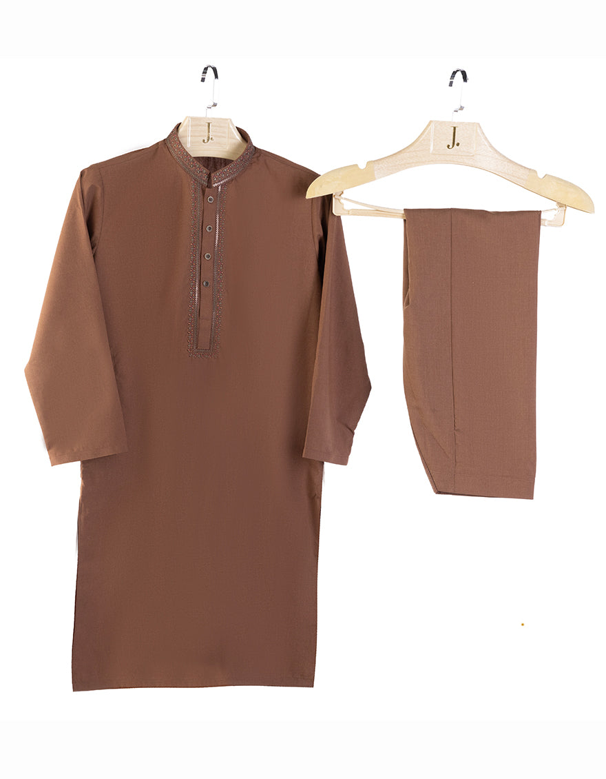 Elegant Blended Brown Shalwar Kameez by J. Junaid Jamshed - Traditional Pakistani Outfit for Men, Perfect for Weddings, Eid & Special Occasions