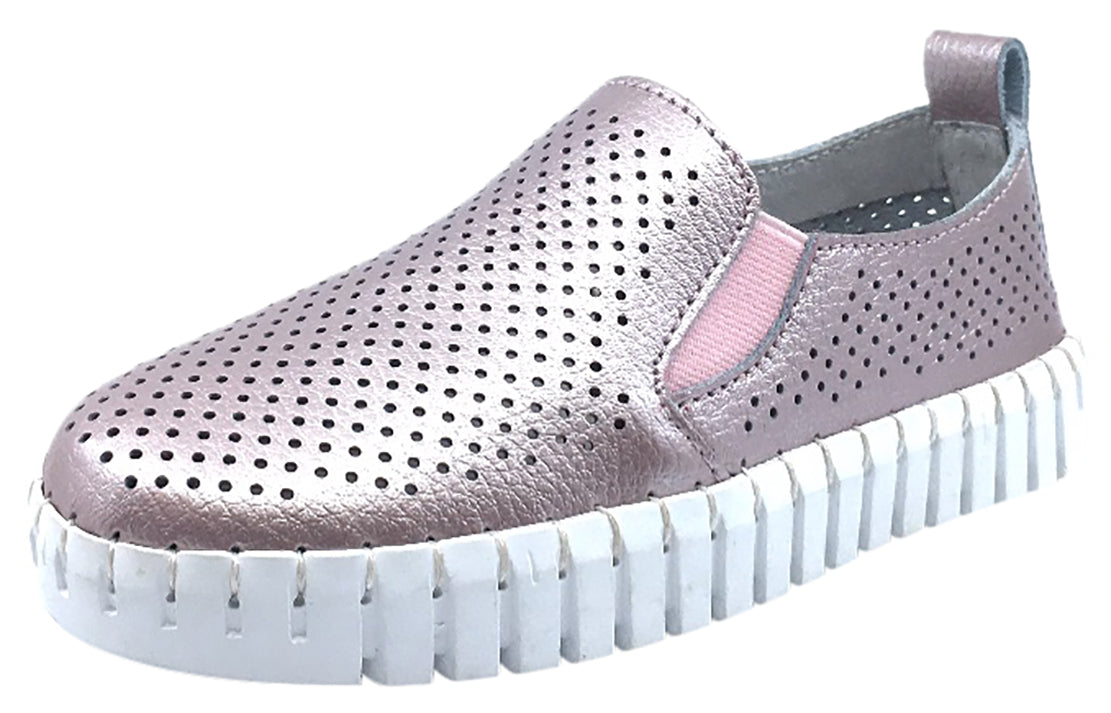 My Brooklyn Girl's Metallic Pink Leather Coney Island Sneakers - Stylish Women's Fashion Shoes for Casual Wear & Street Style