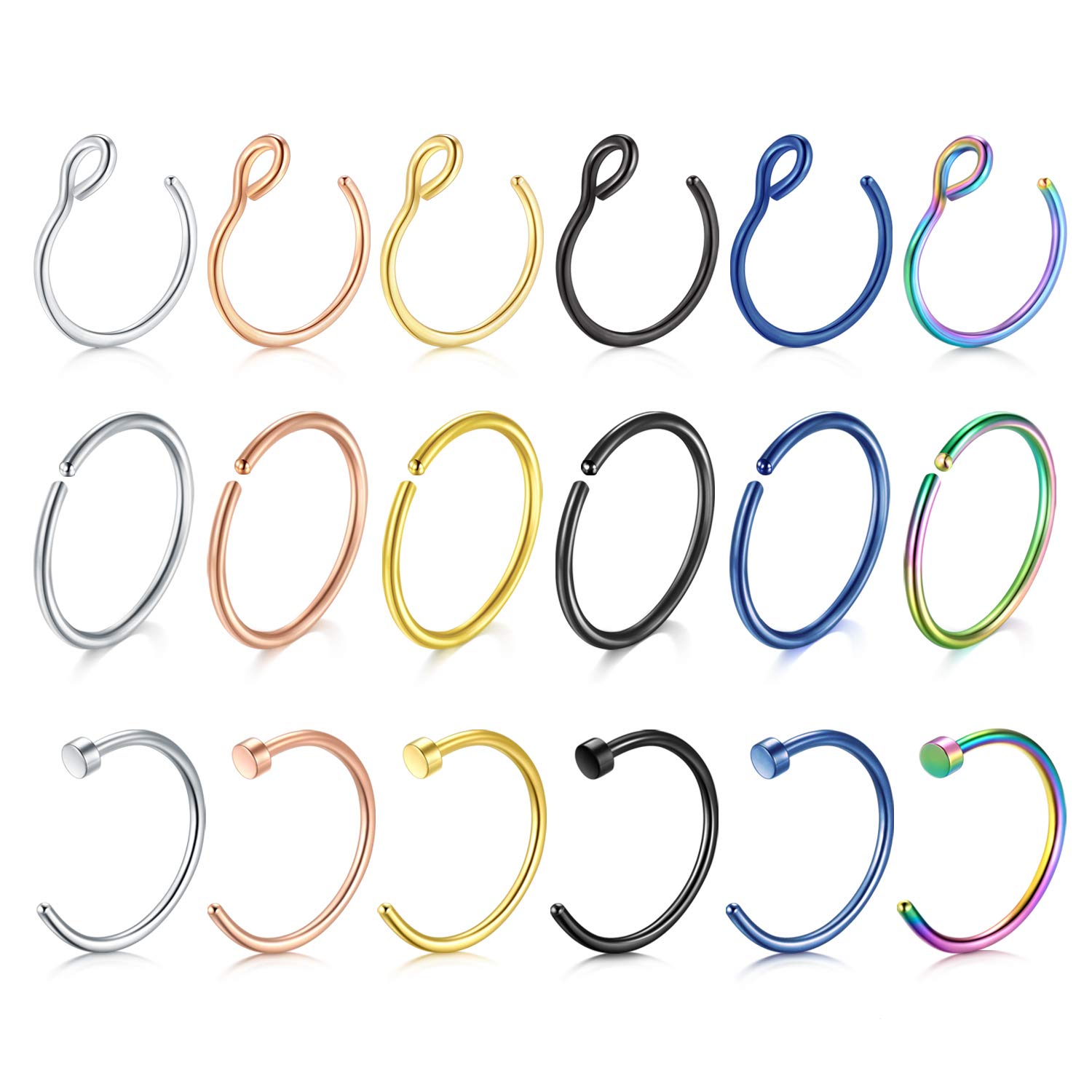 D.Bella Fake Nose Ring Hoop - 20G Double Hoop Clip on Nose Rings for Women | Non Piercing Faux Nose Cuff | Perfect for Costume Parties, Halloween & Everyday Fashion Accessories