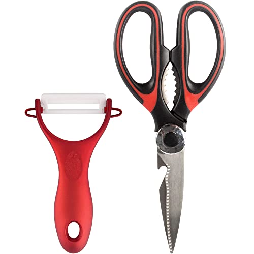Red Kitchen Scissors & Peeler