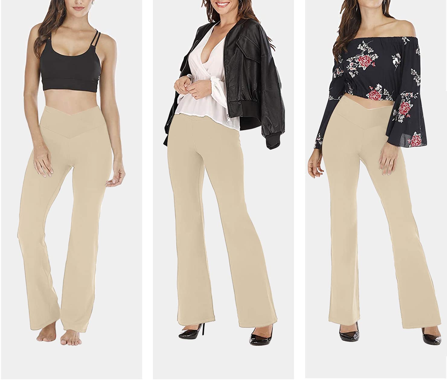 Esobo Women's High Waisted Bootleg Yoga Pants - Wide Leg Workout Flare Pants for Yoga, Gym & Office - Comfortable Bootcut Dress Pants for Work & Casual Wear