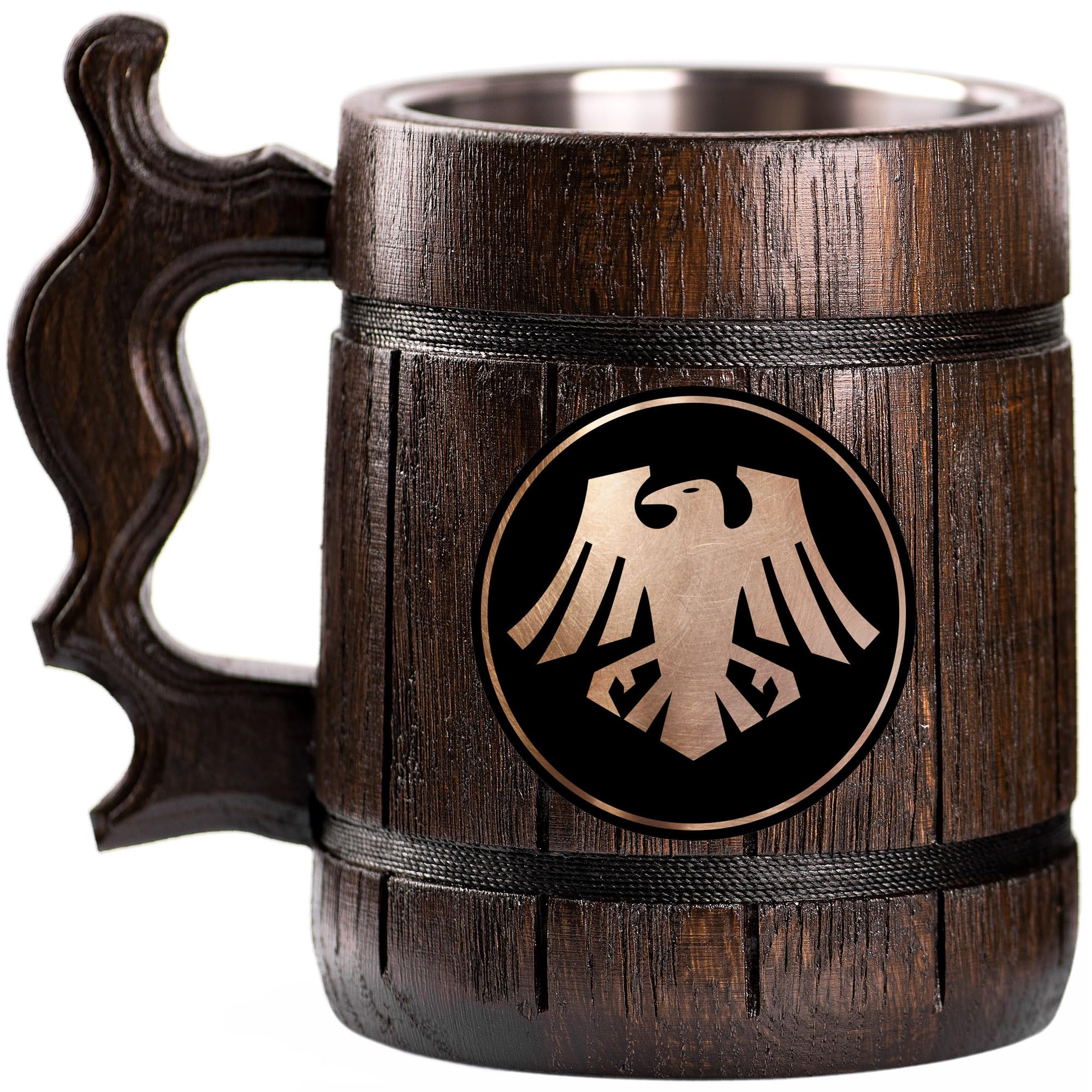 40K Raven Guard Space Marines Custom Beer Mug - Personalized Stein & Wooden Tankard - Unique Gamer Geek Gift for Men, Him, Dad, Father - Perfect for Weddings, Anniversaries & Birthday Parties - Great for Gaming Nights, Man Cave Decor & Sci-Fi Collectors