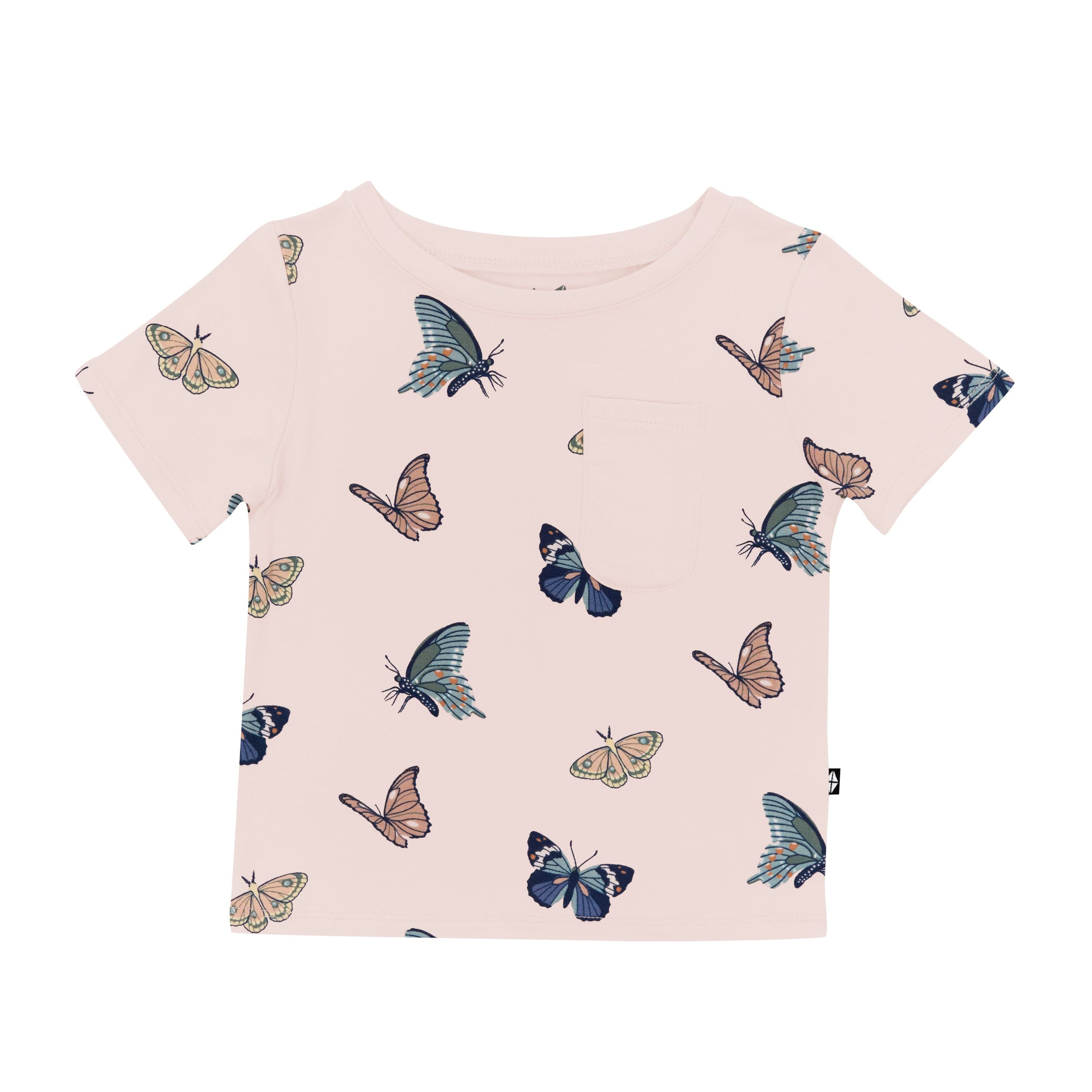 Soft Blush Butterfly Toddler Crew Neck Tee - Comfortable Cotton Shirt for Baby Girls & Boys | Perfect for Playdates, Daycare & Family Photos
