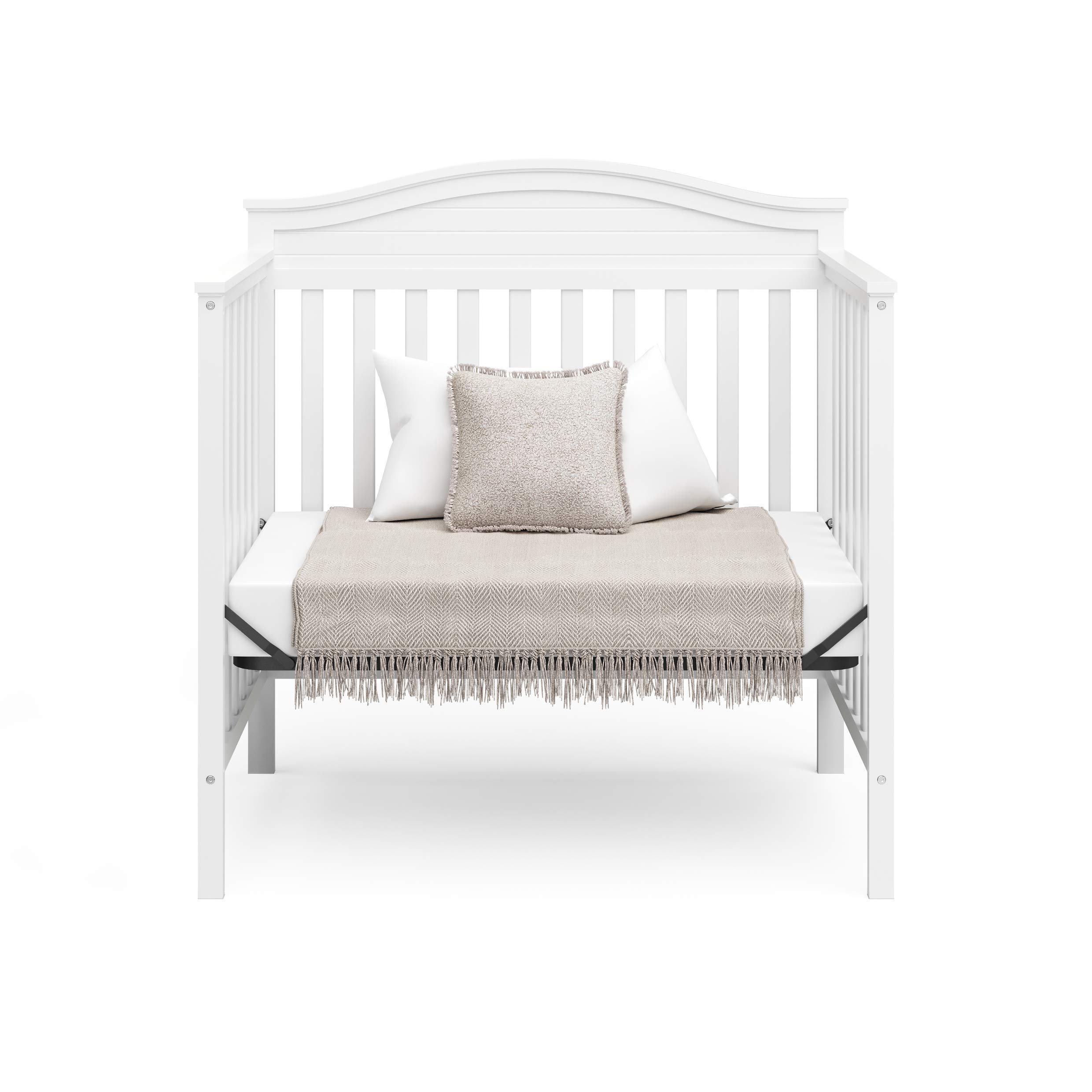 Graco Stella 4-in-1 Convertible Mini Crib with Mattress - White Nursery Furniture | Converts to Twin Bed with Headboard & Footboard | Includes 2.5