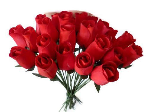 2 Pack of 24 Realistic Wooden Red Roses - Artificial Floral Decor for Wedding Centerpieces, Home Decor, and Romantic Gifts
