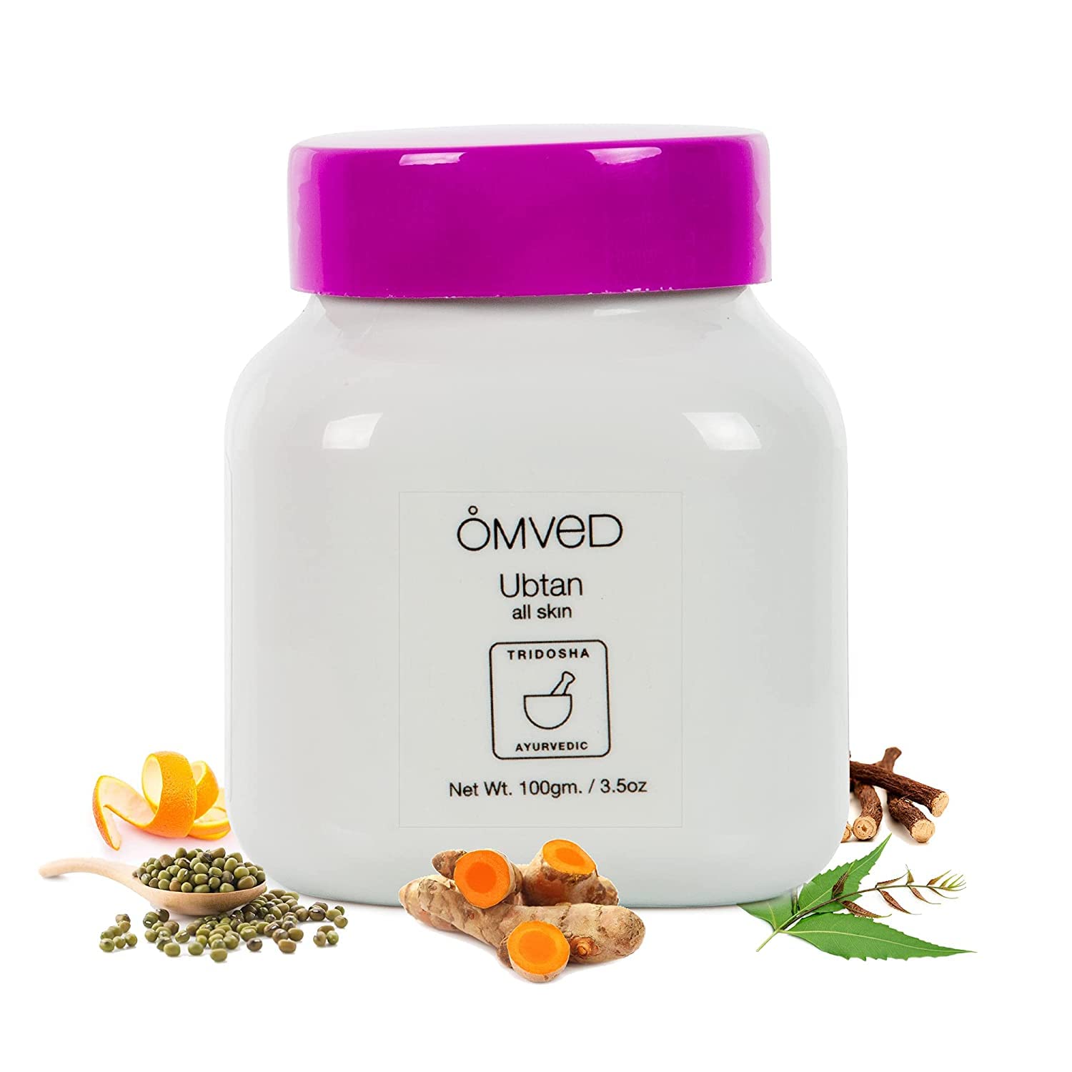 Omved Ubtan Face Pack Powder - Turmeric, Neem & Manjistha for All Skin Types - Reduces Wrinkles, Scars & Tightens Pores - 100g | Natural Ayurvedic Skincare for Glowing Complexion | Perfect for Daily Use & Spa Treatments