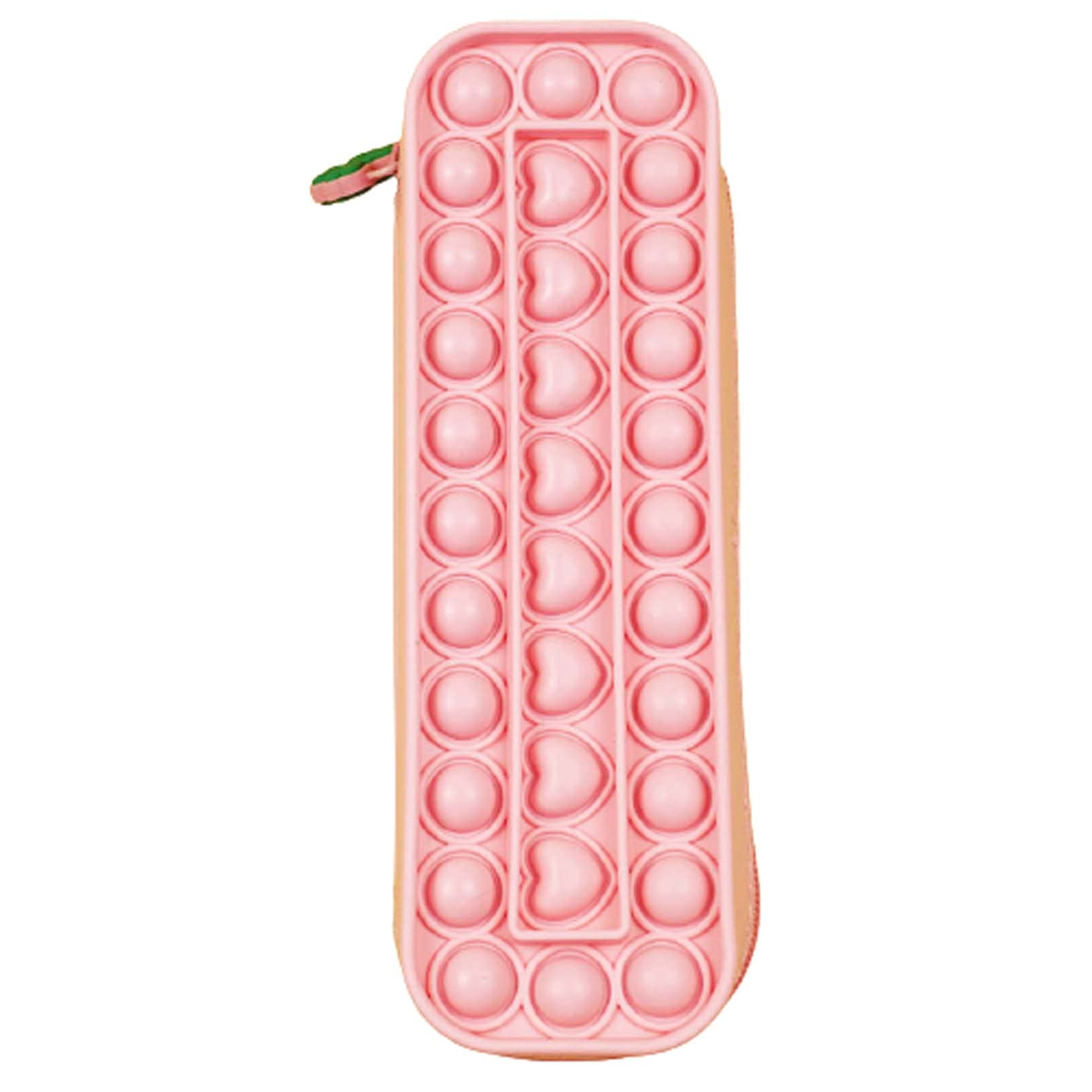 Eyicmarn Silicone Pencil Case for Kids - Cute Push Pop Bubble Fidget Sensory Toy & Stationery Storage Bag (21x6.5cm, Pink) - Perfect for School, Home, College & Stress Relief