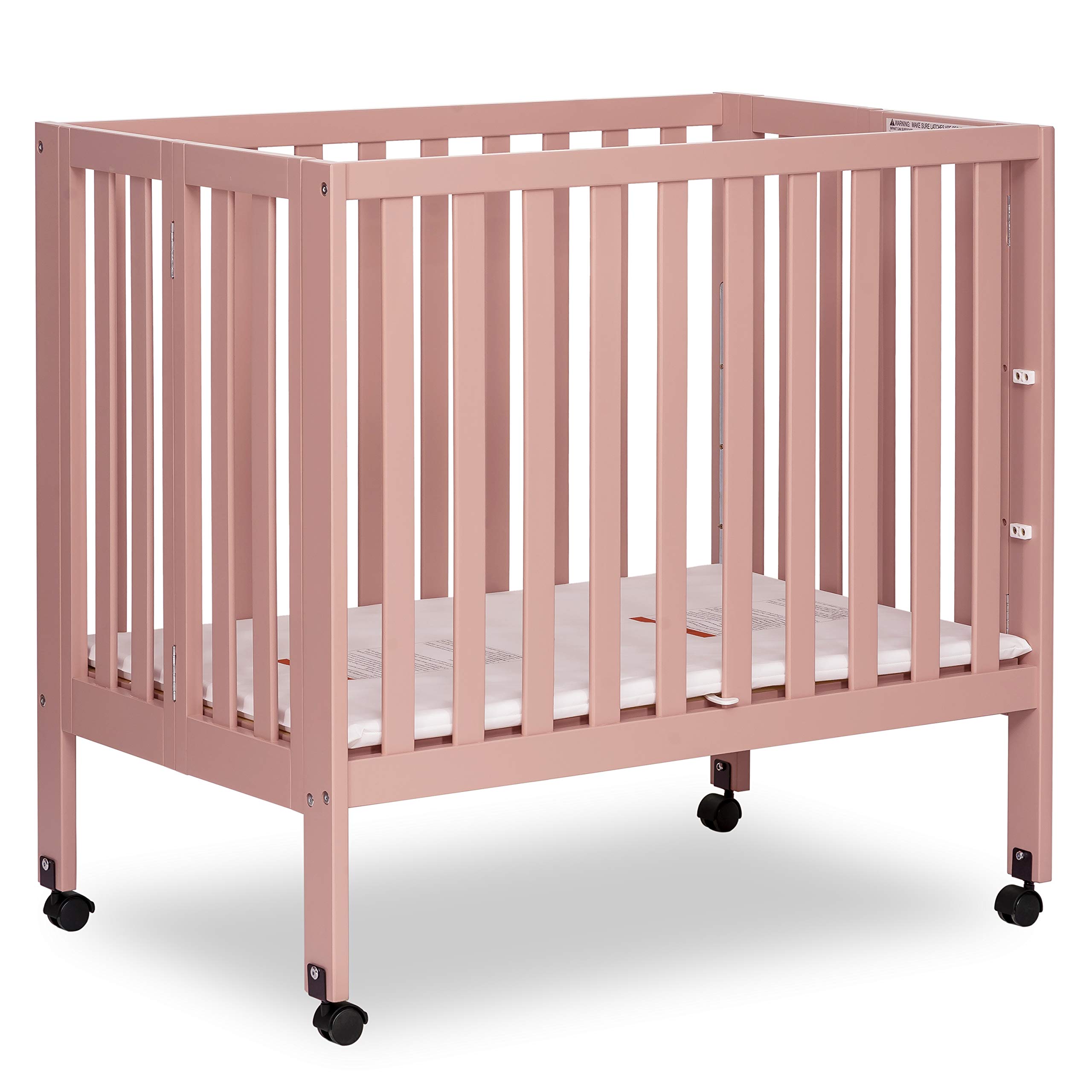 Dream On Me Jett Non-Full Size Folding Convertible Crib - Lightweight Portable Baby Crib with 3 Adjustable Mattress Heights | Easy Fold Travel Crib for Nursery & On-The-Go | Includes 1.5