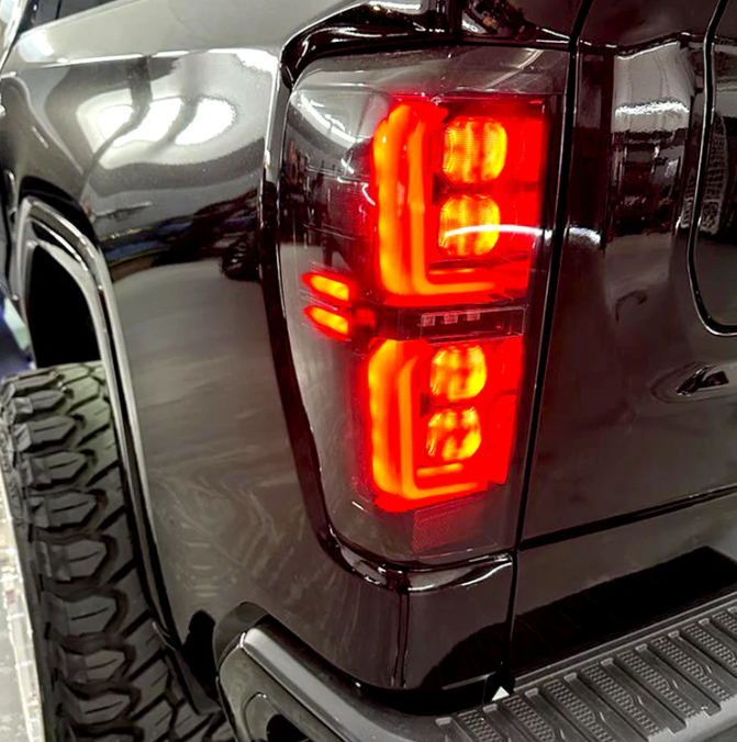 GMC Sierra 2500/3500 2020-2023 LED Tail Lights - Smoked OLED Replacement for OEM - Perfect for Night Driving & Off-Road Adventures