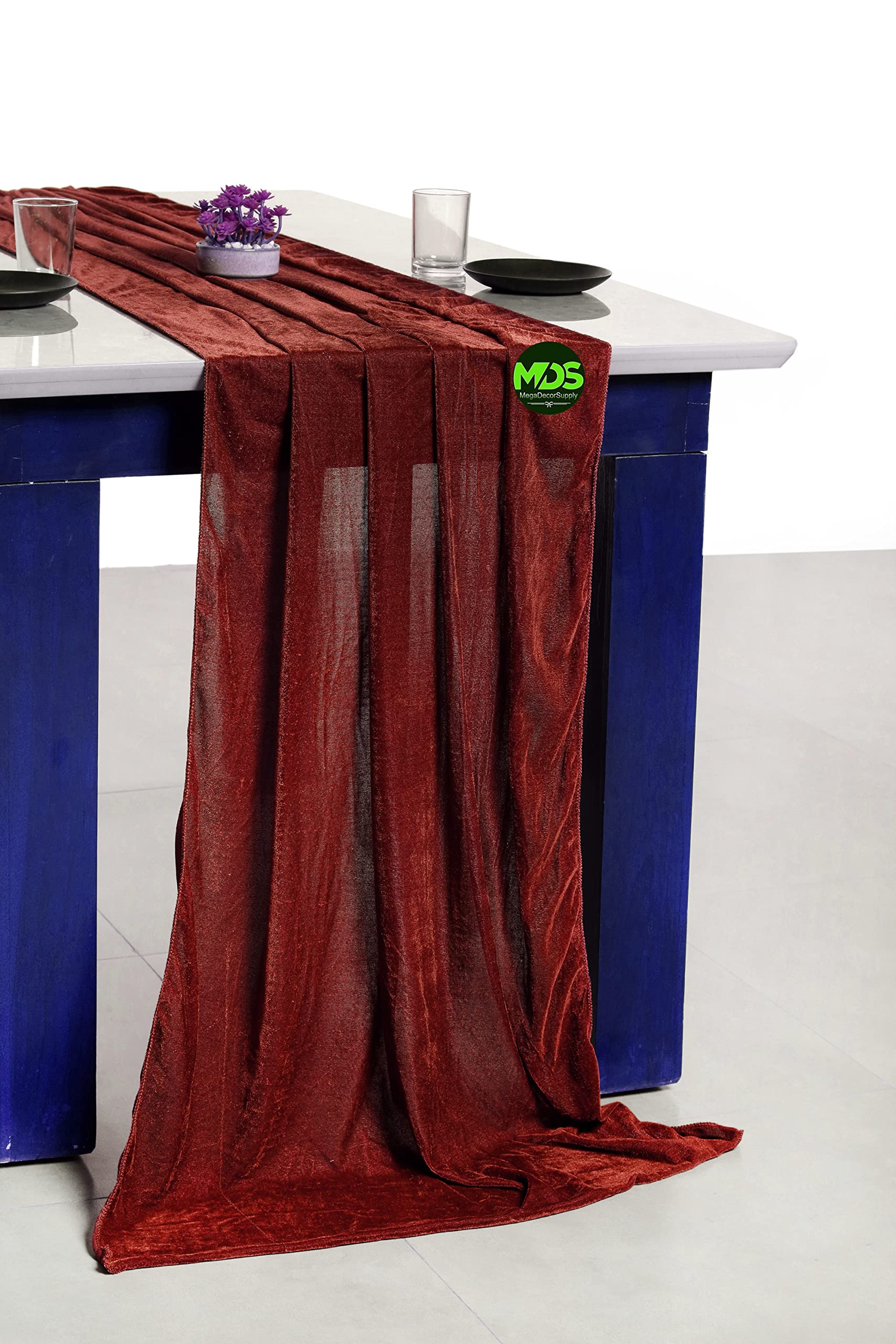 12 Pack Velvet Table Runner 10ft Long (29x120 Inches) - Elegant Wedding Table Decor for Ceremony, Reception, Birthday Party, Bridal Shower & Rustic Arch Decoration - Romantic Rustic Style
