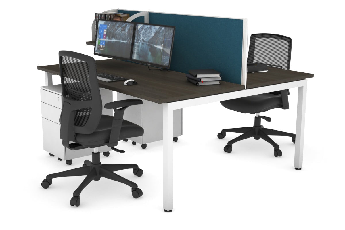 Quadro Square Legs 2 Person Office Workstation Desk - 1200L x 700W Modern Shared Workspace Solution for Home & Business Offices