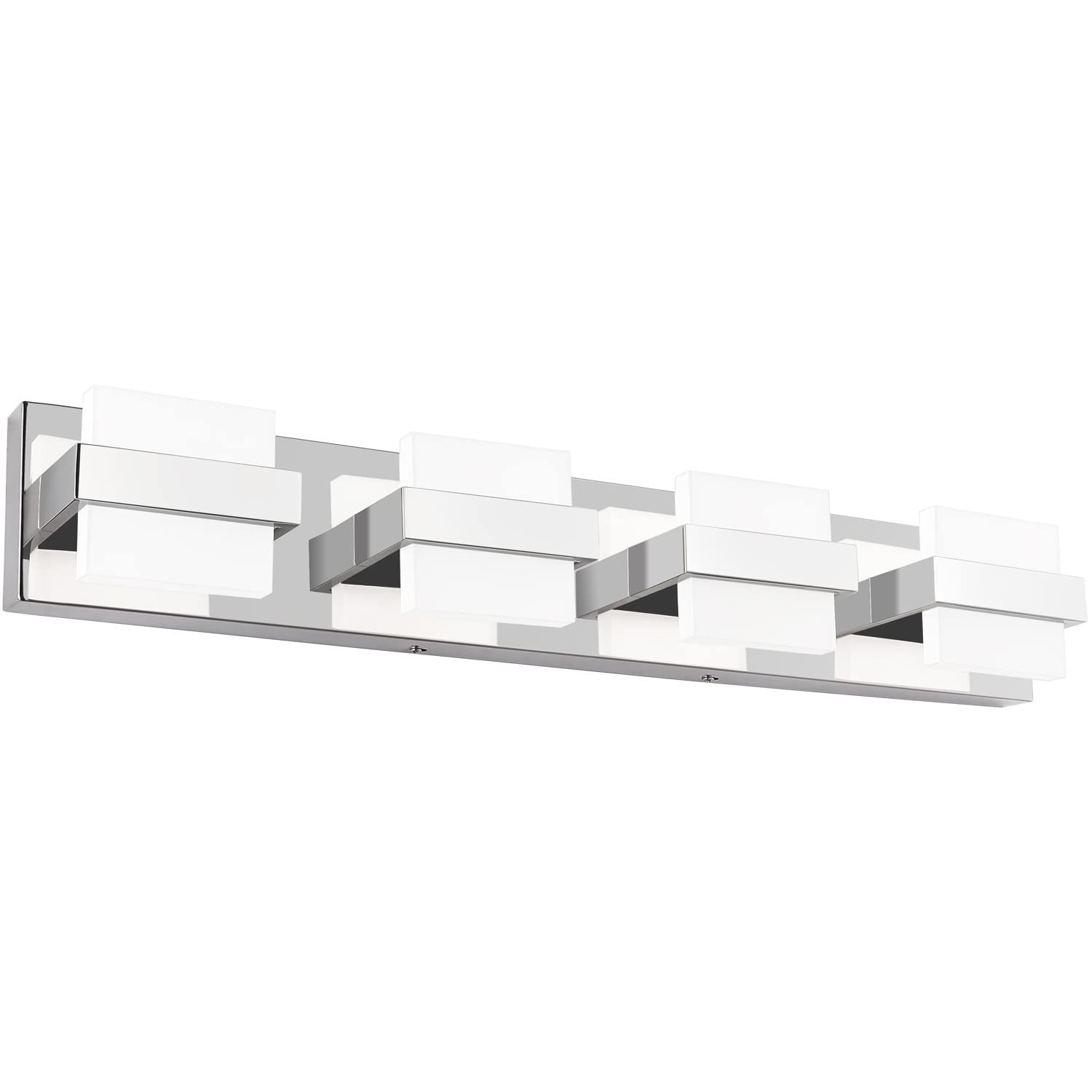 SOLFART 4-Light Chrome Modern LED Bathroom Vanity Light Fixture - 27 Inch Dimmable White Light for Mirror - Perfect for Bathroom, Powder Room & Dressing Area Makeup Lighting