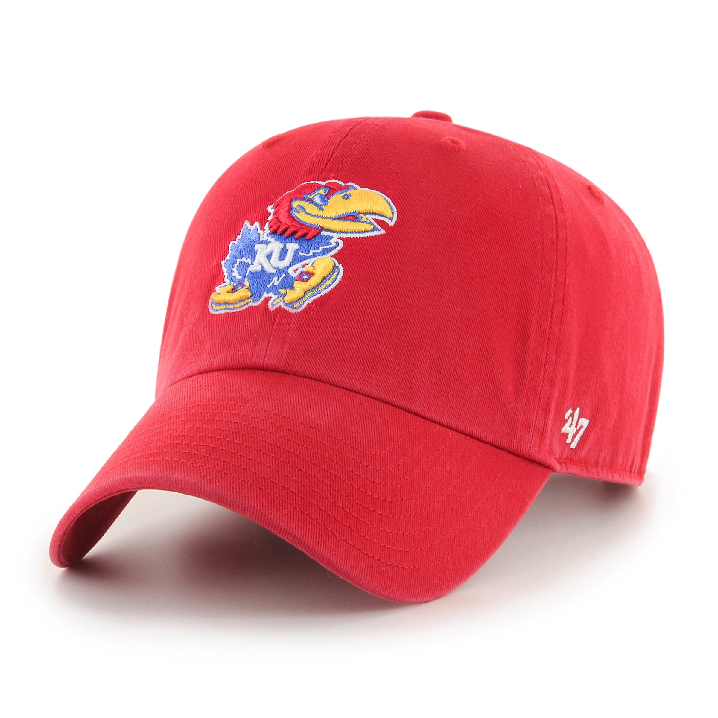 47 Brand Kansas Jayhawks Cleanup Adjustable Baseball Cap - Red - Official NCAA Licensed Hat for Men & Women - Perfect for Game Day, Tailgating & Casual Wear
