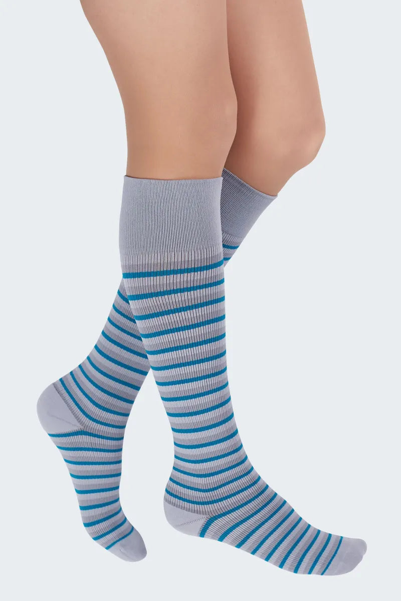 Medi Rejuva Stripe Compression Stockings 15-20 mmHg for Women & Men - Medical Grade Support for Varicose Veins, Swelling & Circulation - Perfect for Travel, Work & Daily Wear