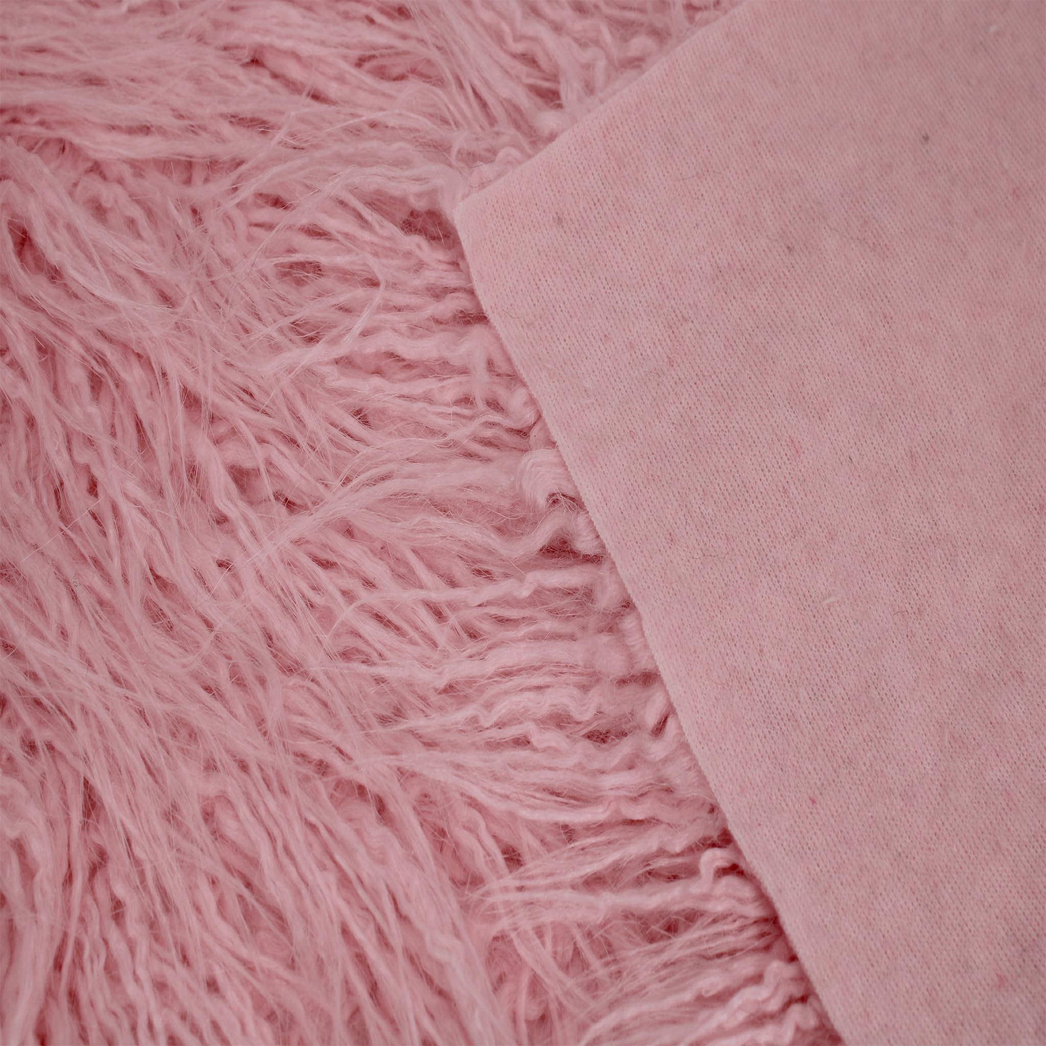 Texco Faux Fur Fabric by The Yard - Soft Fluffy Shaggy Mohair Material for Sewing, DIY Projects, Baby Clothes, Costumes, Plush Toys, Apparel, Home Decor, Rugs, Doll Making, Gnome Beards & Miniatures - 5 Yards Pink - Perfect for Crafting, Cosplay & Nursery Decor