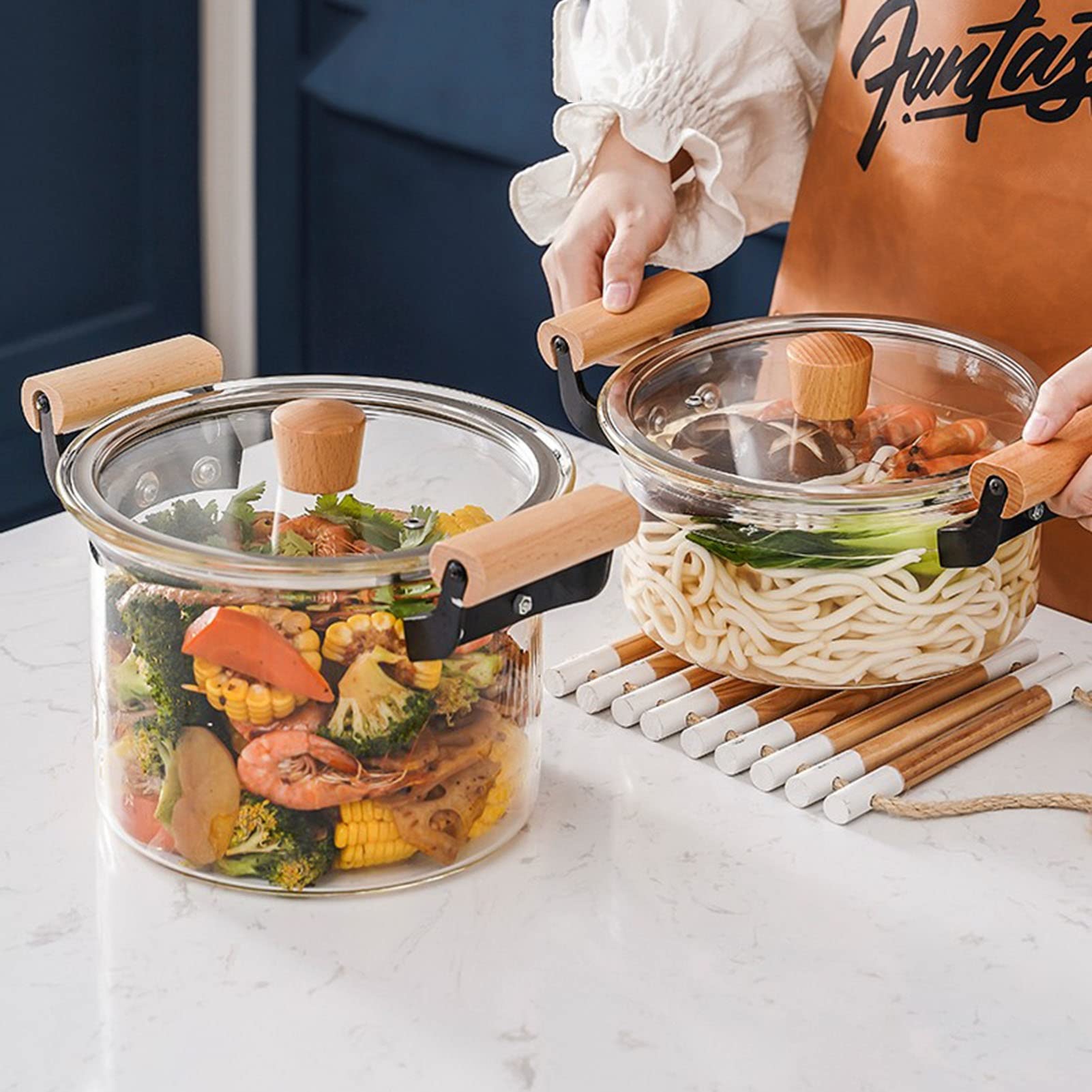 Premium Clear Glass Cooking Pot with Lid & Handle - 5.5L Heat-Resistant Saucepan for Milk, Baby Food & Noodles - Steam Hole Design for Safe Braising & Simmering - Perfect for Kitchen, Baby Meal Prep & Healthy Cooking (Color: Clear)