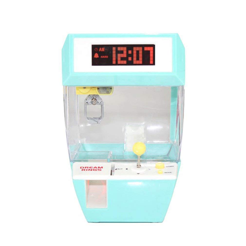 Blue Coin Operated Claw Crane Arcade Machine - Alarm Clock Game for Kids with Candy & Doll Prizes | Fun Birthday Party & Carnival Entertainment for Children