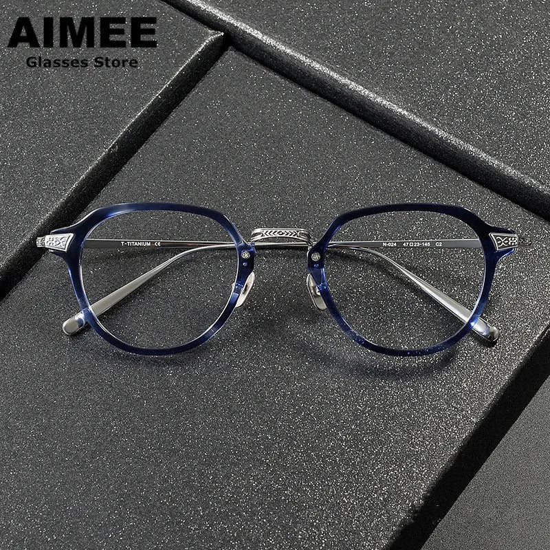 Aimee Women's Full Rim Oval Square Titanium Acetate Eyeglasses Frame 49024 - Lightweight & Durable Eyewear for Work, Reading & Fashion